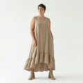 A-Form Kleid von AKH Fashion aus Viskose, 1576.07023, Beige, Ausgefallen, Zeitlos, Schick