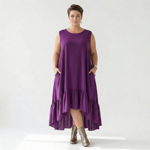 A-Form Kleid von AKH Fashion aus Viskose, 1576.07023, Lila, Ausgefallen, Zeitlos, Schick