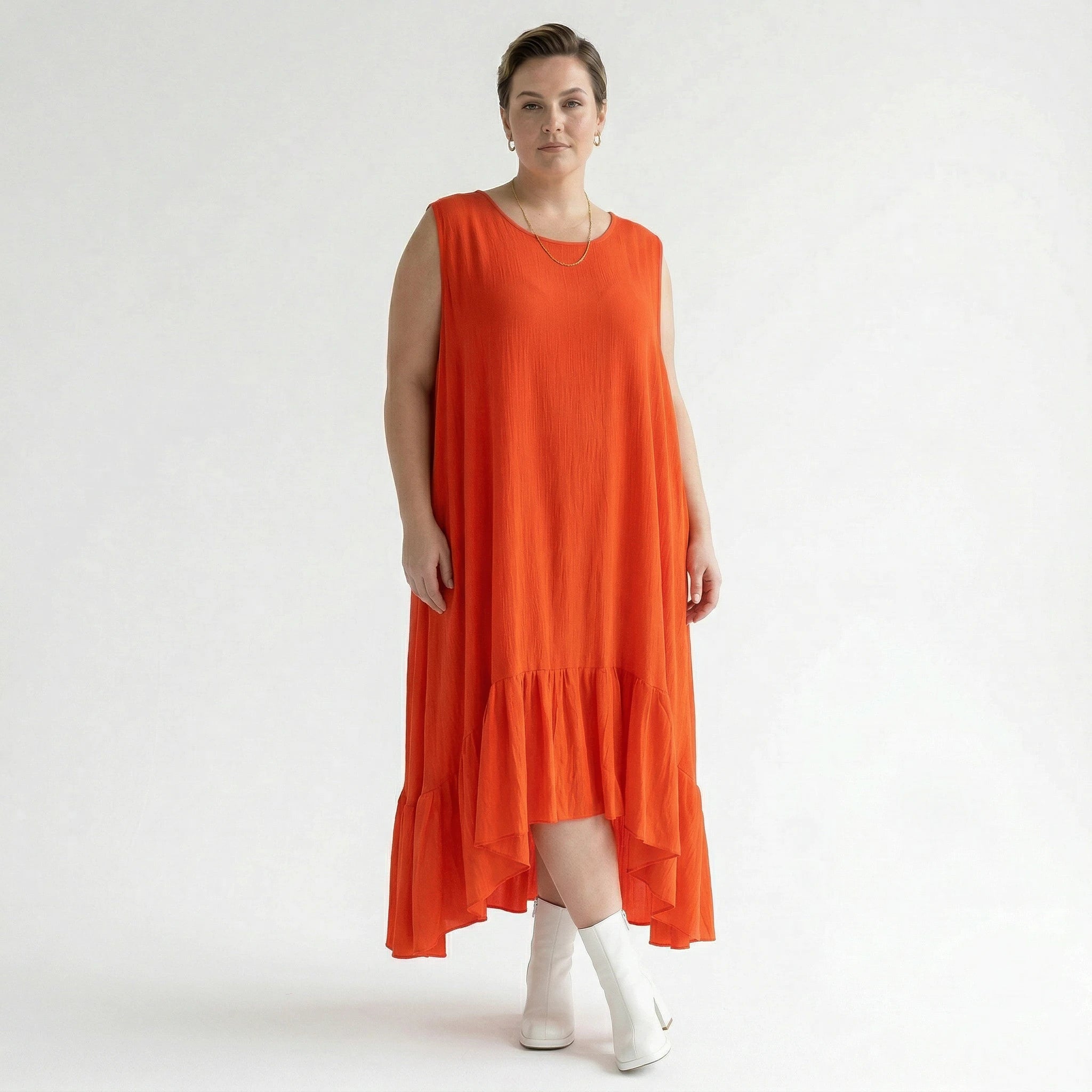 A-Form Kleid von AKH Fashion aus Viskose, 1576.07023, Orange, Ausgefallen, Zeitlos, Schick