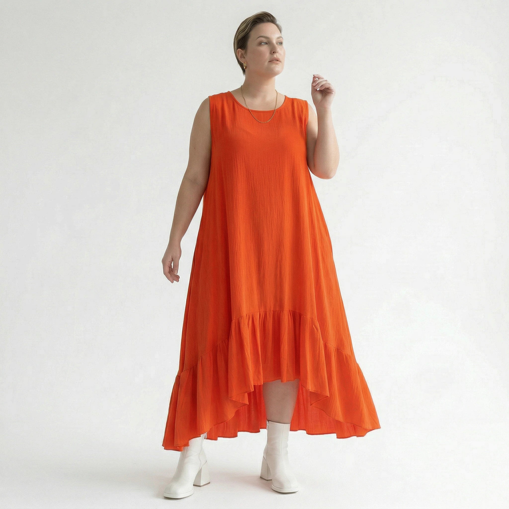 A-Form Kleid von AKH Fashion aus Viskose, 1576.07023, Orange, Ausgefallen, Zeitlos, Schick