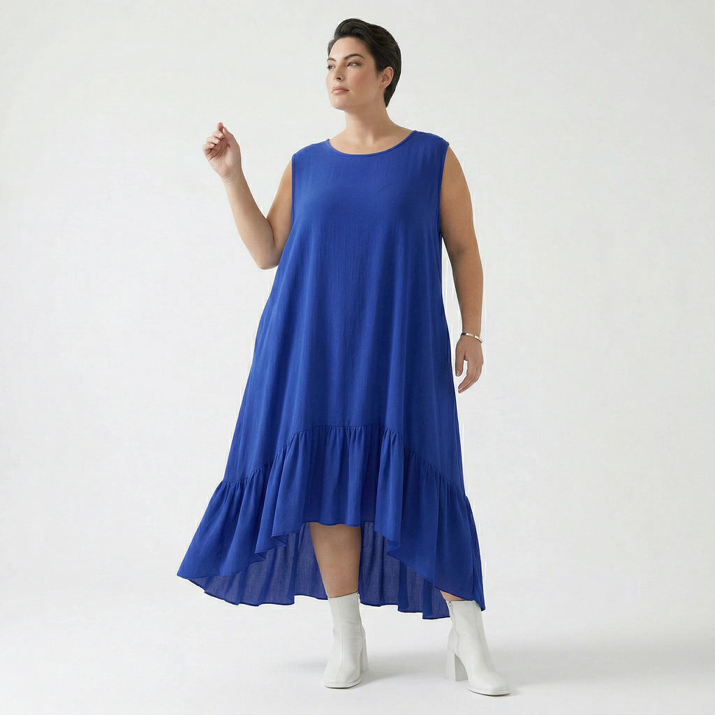 A-Form Kleid von AKH Fashion aus Viskose, 1576.07023, Royalblau, Ausgefallen, Zeitlos