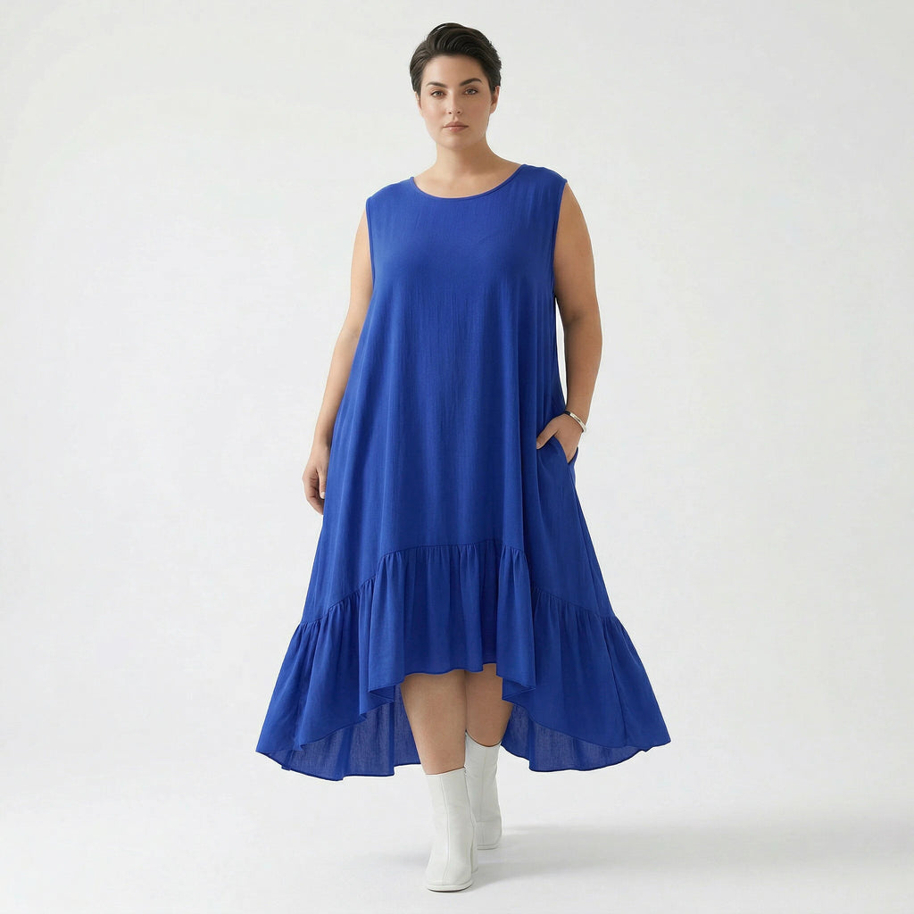 A-Form Kleid von AKH Fashion aus Viskose, 1576.07023, Royalblau, Ausgefallen, Zeitlos