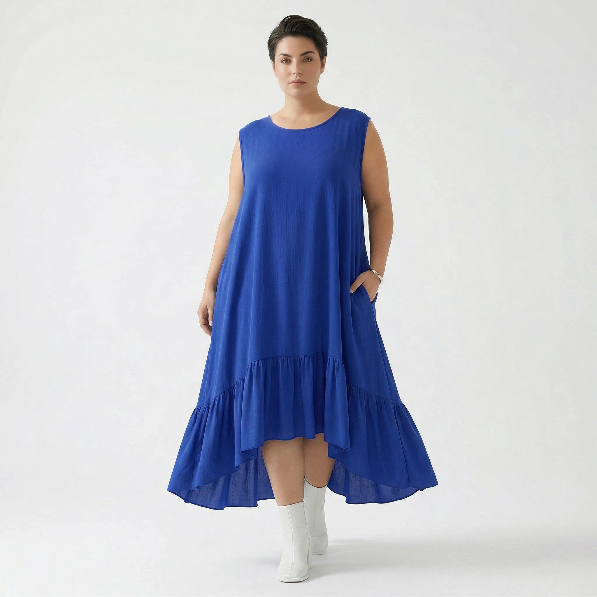 A-Form Kleid von AKH Fashion aus Viskose, 1576.07023, Royalblau, Ausgefallen, Zeitlos