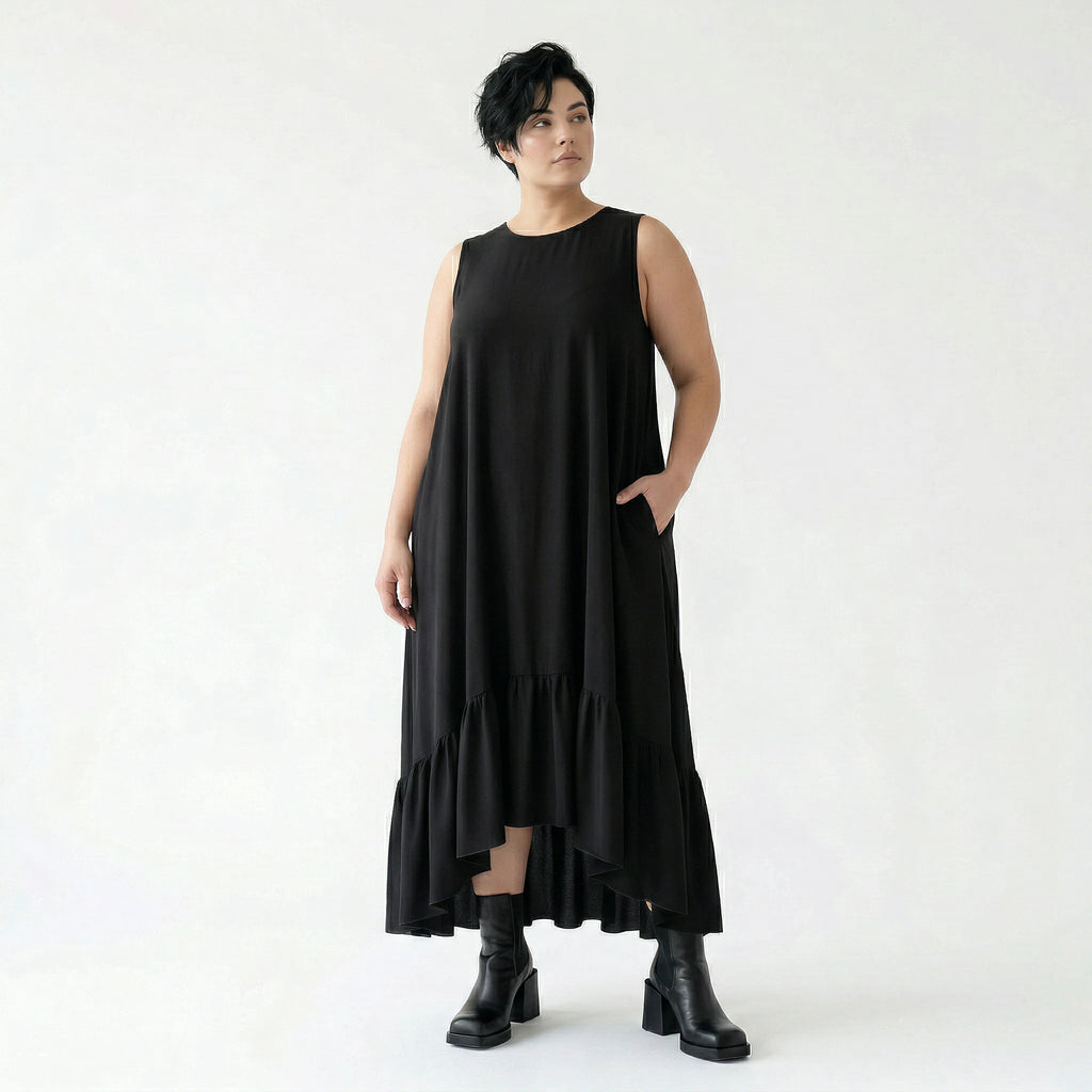 A-Form Kleid von AKH Fashion aus Viskose, 1576.07023, Schwarz, Ausgefallen, Zeitlos