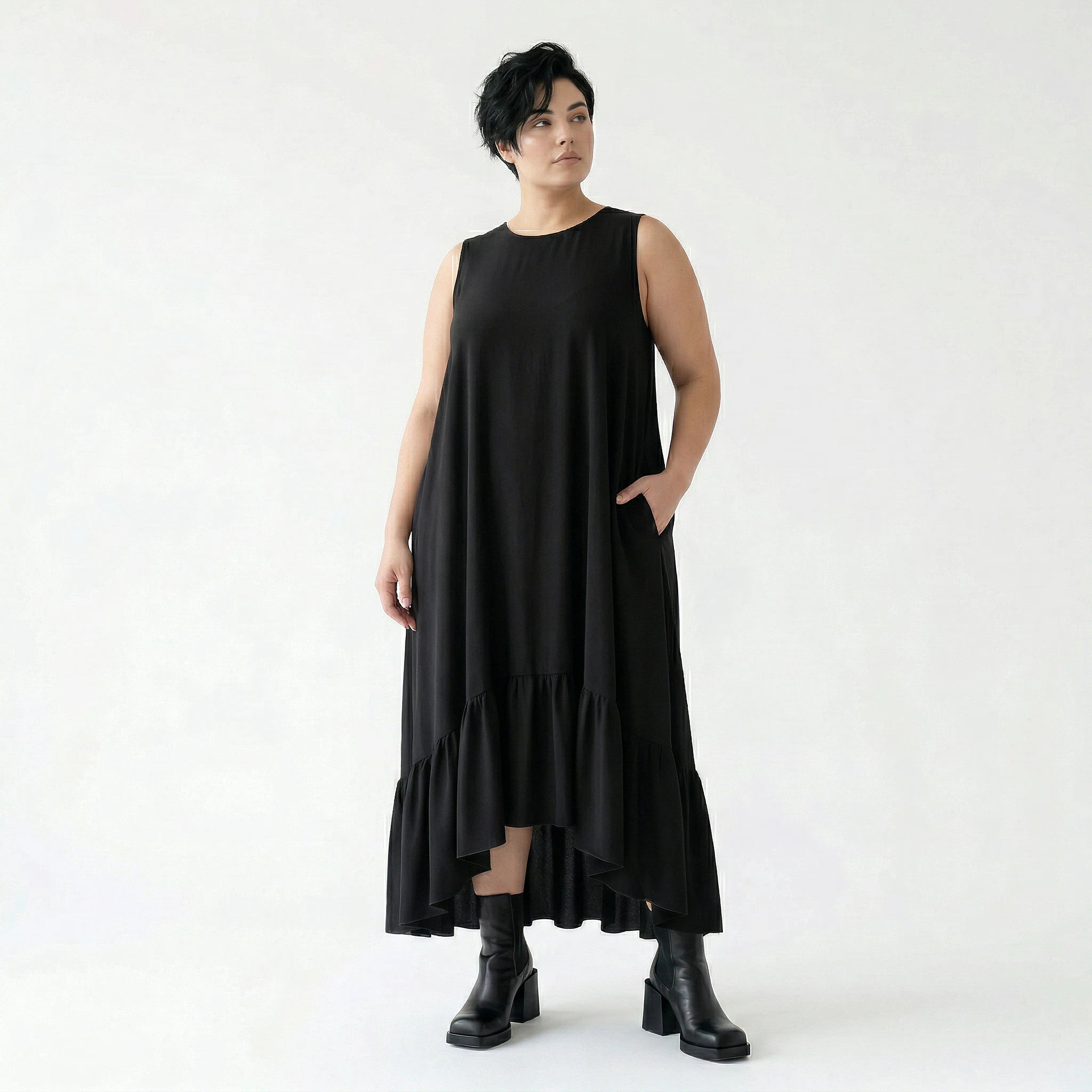 A-Form Kleid von AKH Fashion aus Viskose, 1576.07023, Schwarz, Ausgefallen, Zeitlos