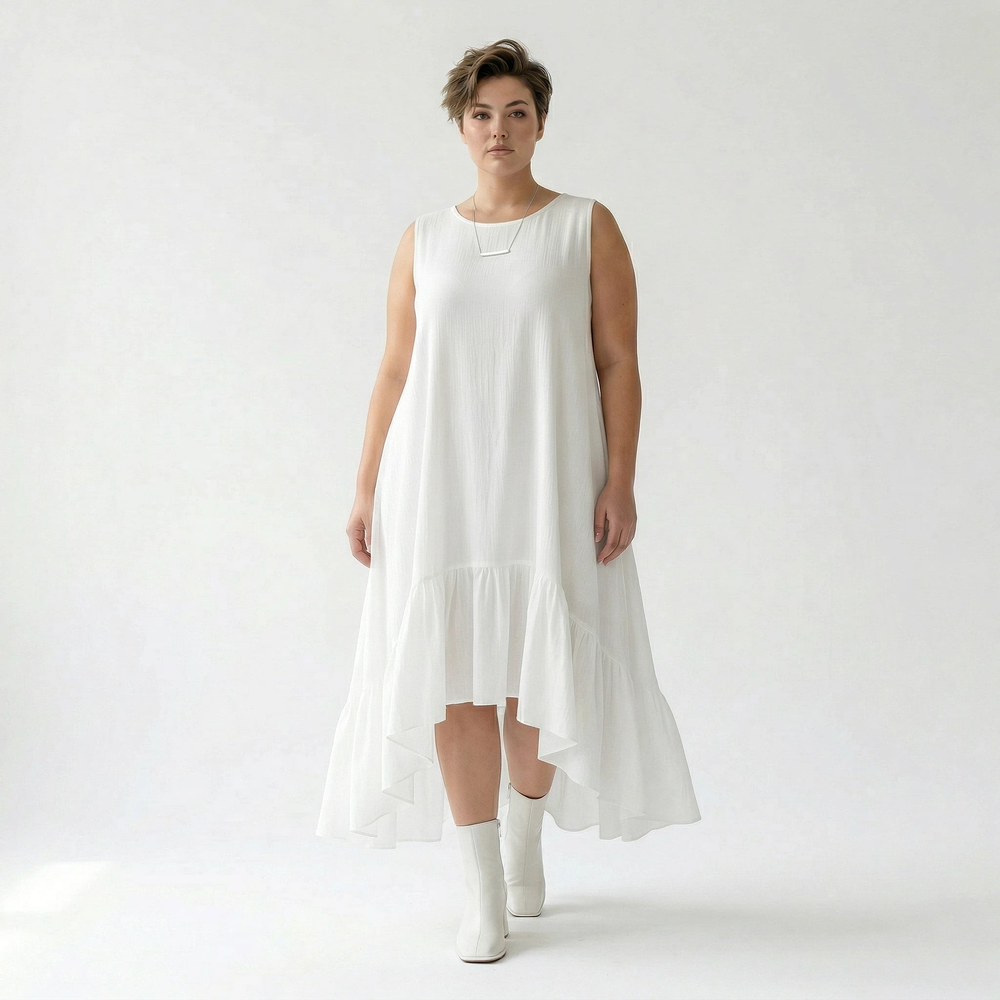 A-Form Kleid von AKH Fashion aus Viskose, 1576.07023, Weiß, Ausgefallen, Zeitlos, Schick