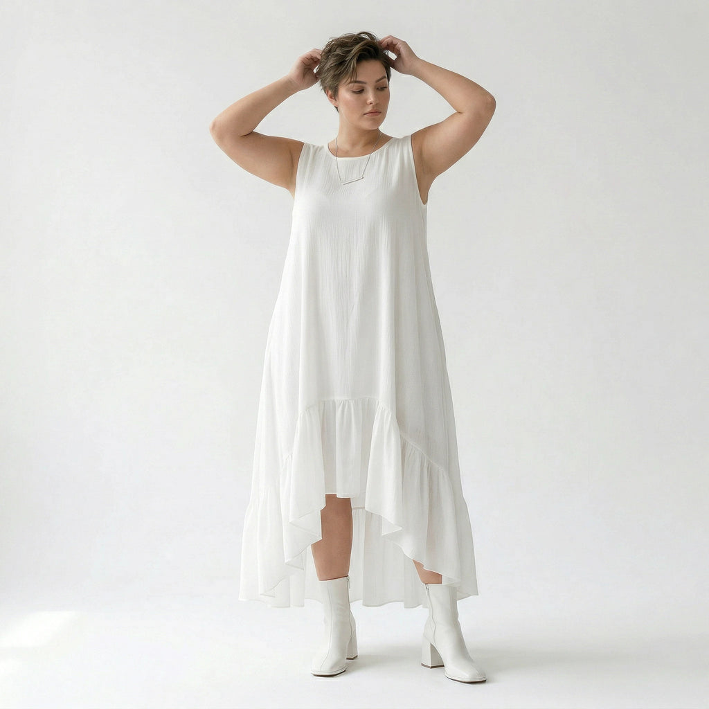 A-Form Kleid von AKH Fashion aus Viskose, 1576.07023, Weiß, Ausgefallen, Zeitlos, Schick