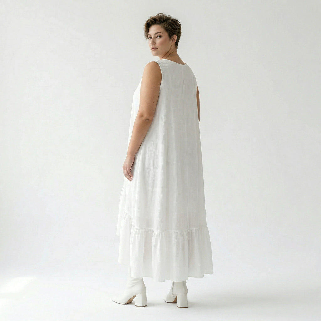 A-Form Kleid von AKH Fashion aus Viskose, 1576.07023, Weiß, Ausgefallen, Zeitlos, Schick