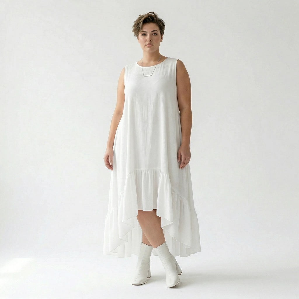 A-Form Kleid von AKH Fashion aus Viskose, 1576.07023, Weiß, Ausgefallen, Zeitlos, Schick