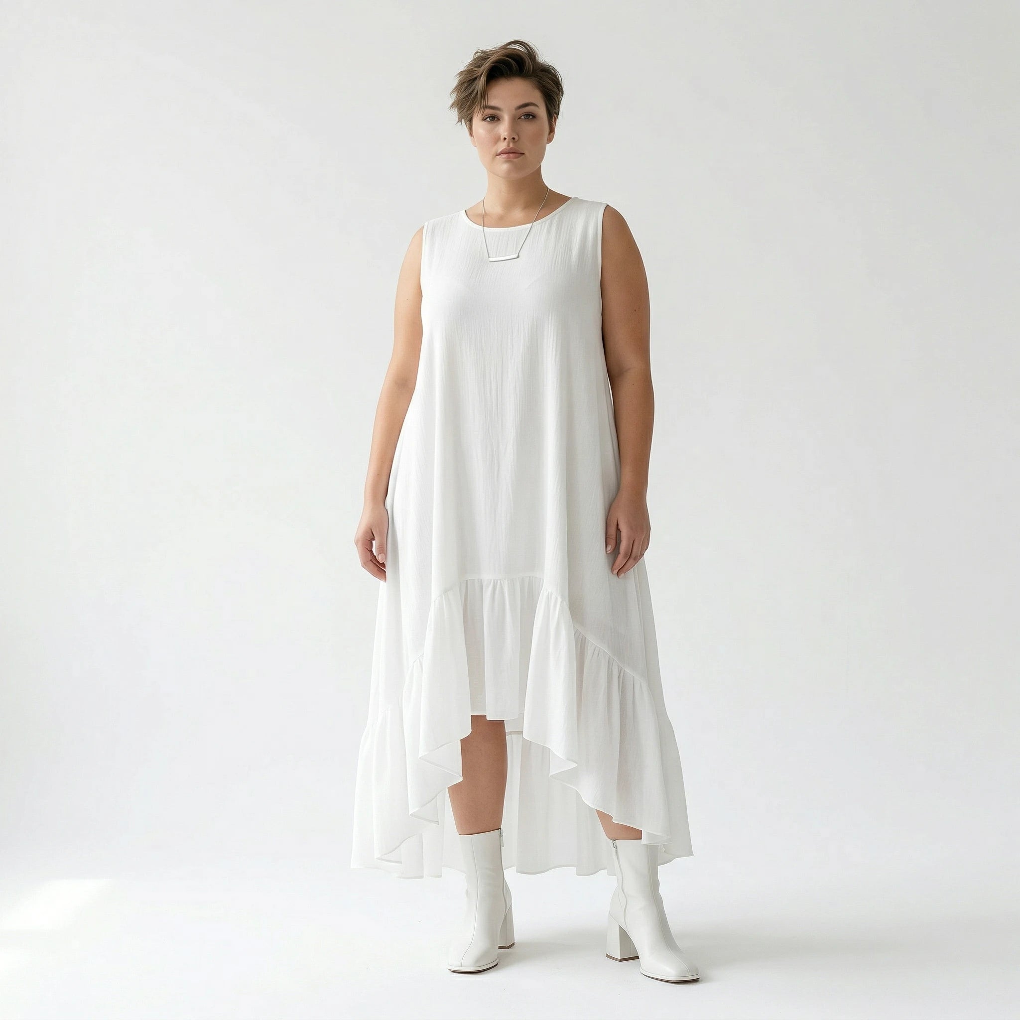 A-Form Kleid von AKH Fashion aus Viskose, 1576.07023, Weiß, Ausgefallen, Zeitlos, Schick