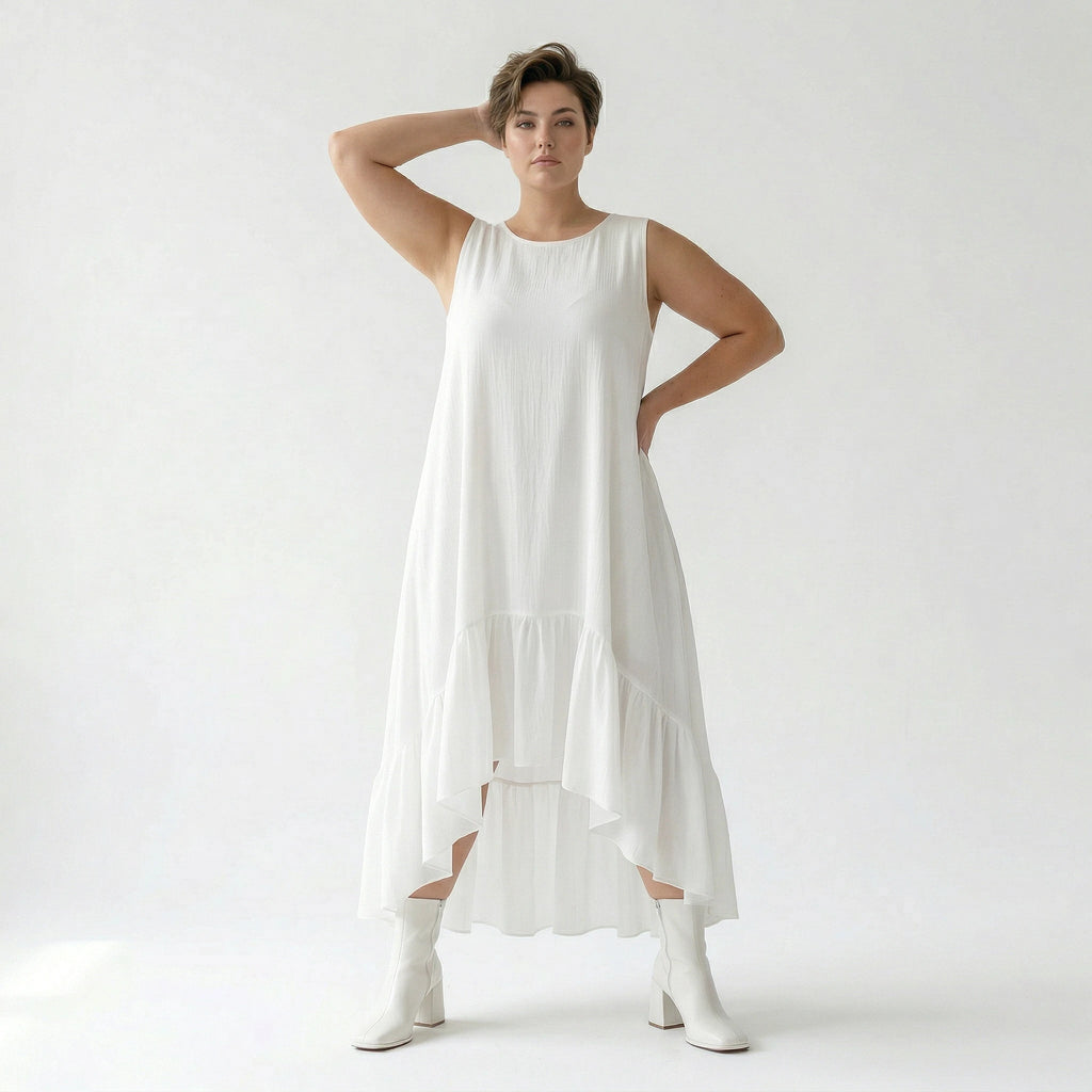 A-Form Kleid von AKH Fashion aus Viskose, 1576.07023, Weiß, Ausgefallen, Zeitlos, Schick