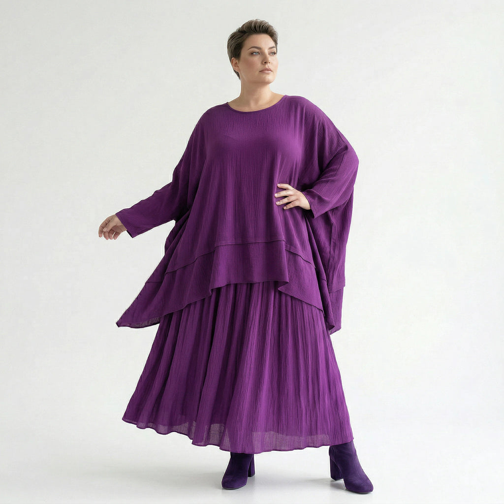A-Form Rock von AKH Fashion aus Viskose, 1576.07186, Lila, Ausgefallen, Zeitlos, Schick
