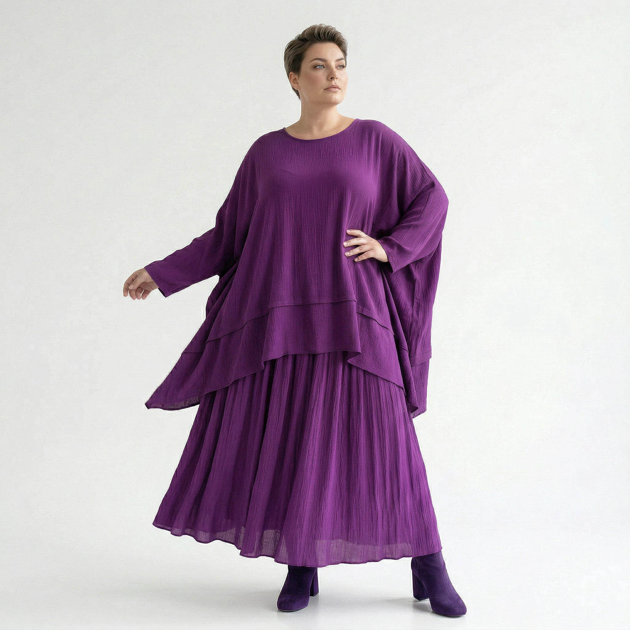 A-Form Rock von AKH Fashion aus Viskose, 1576.07186, Lila, Ausgefallen, Zeitlos, Schick