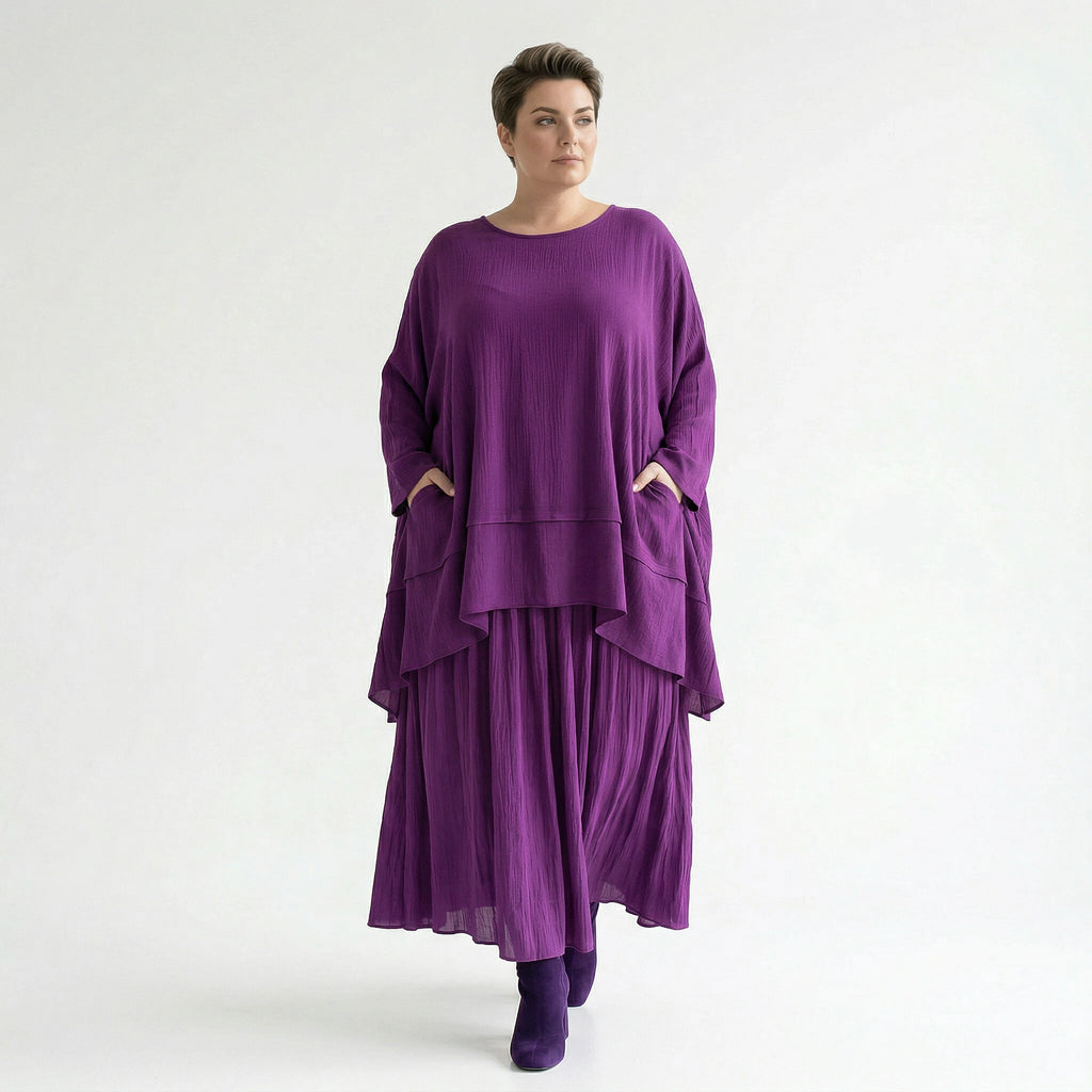 A-Form Rock von AKH Fashion aus Viskose, 1576.07186, Lila, Ausgefallen, Zeitlos, Schick