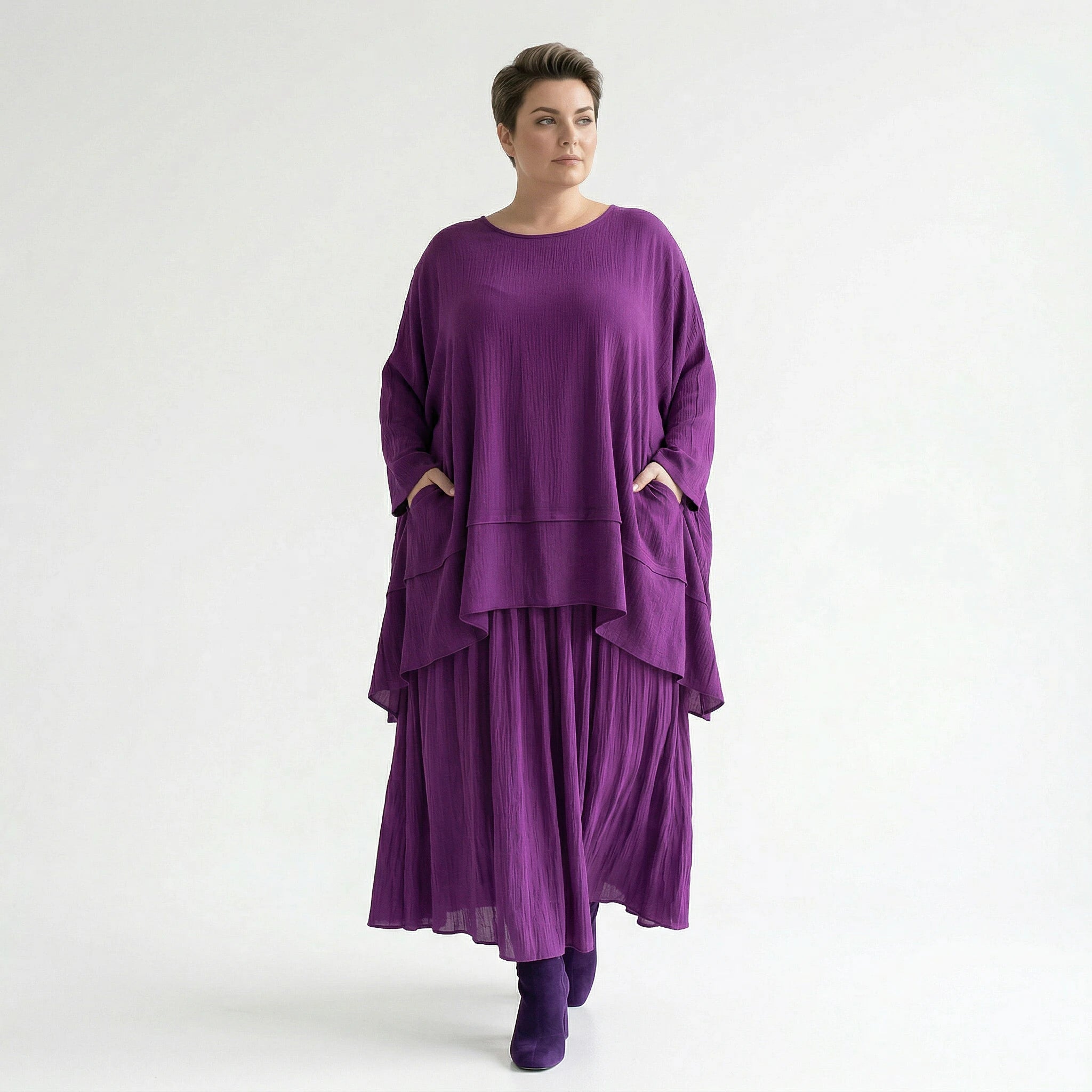 A-Form Rock von AKH Fashion aus Viskose, 1576.07186, Lila, Ausgefallen, Zeitlos, Schick