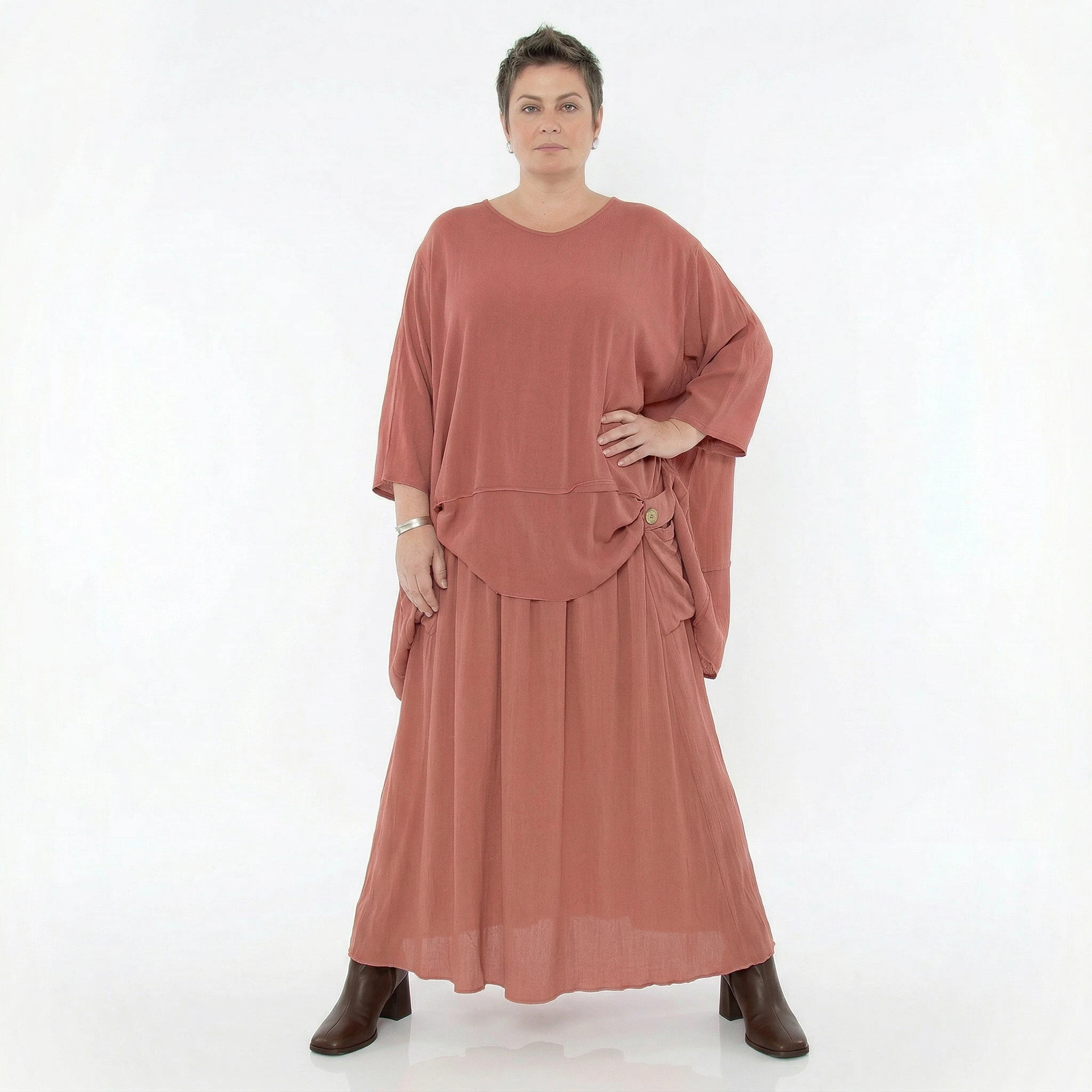 A-Form Rock von AKH Fashion aus Viskose, 1576.07186, Mauve, Ausgefallen, Zeitlos, Schick