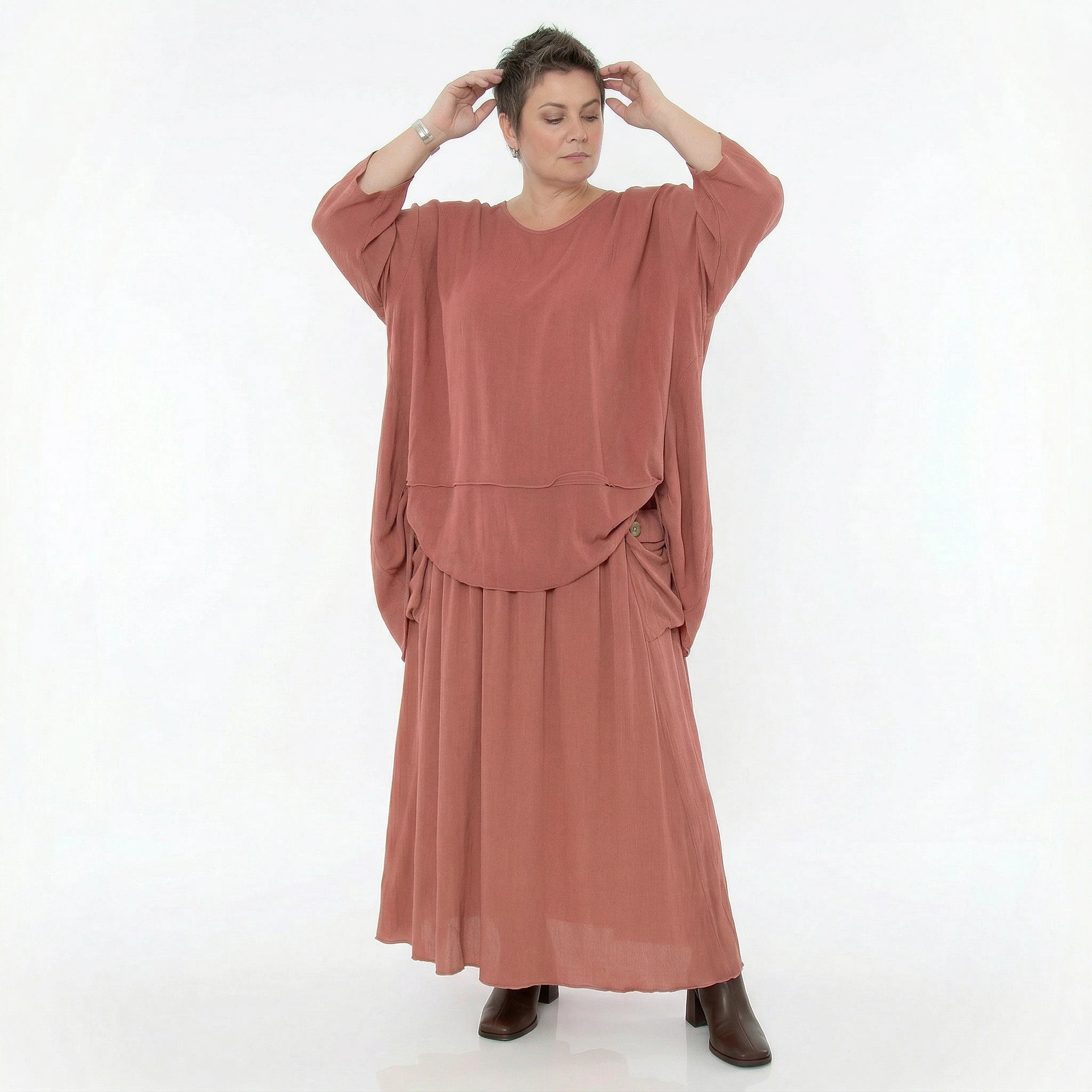 A-Form Rock von AKH Fashion aus Viskose, 1576.07186, Mauve, Ausgefallen, Zeitlos, Schick