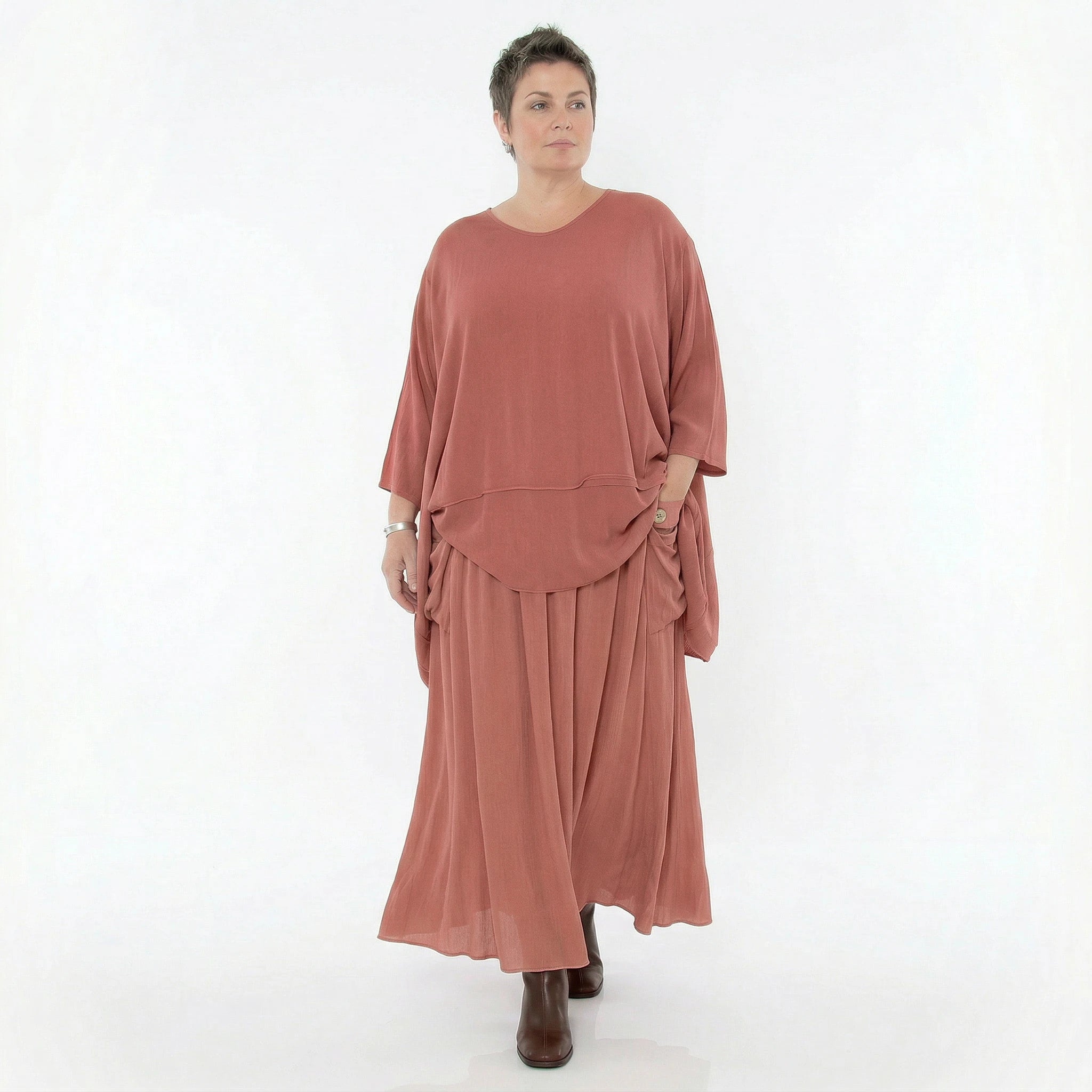 A-Form Rock von AKH Fashion aus Viskose, 1576.07186, Mauve, Ausgefallen, Zeitlos, Schick