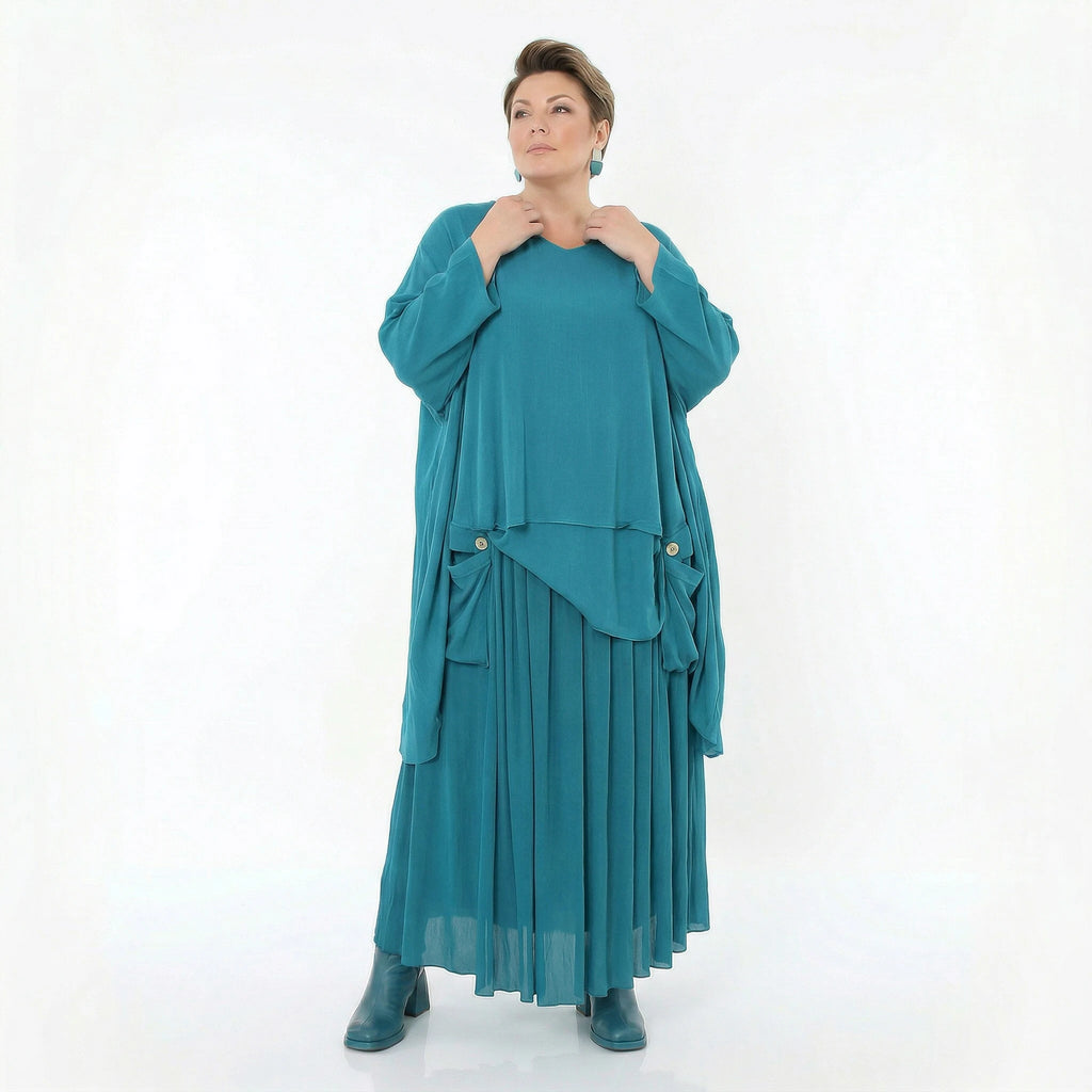 A-Form Rock von AKH Fashion aus Viskose, 1576.07186, Petrol, Ausgefallen, Zeitlos, Schick