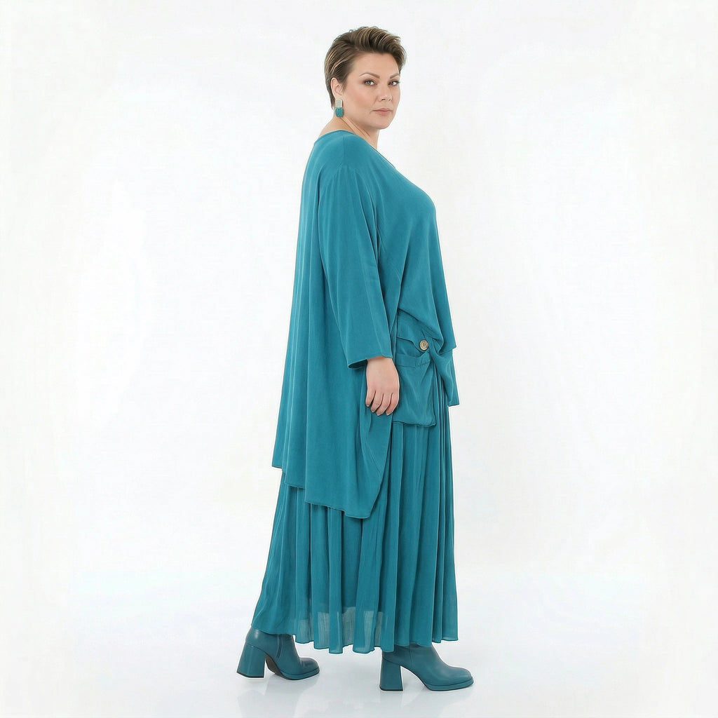 A-Form Rock von AKH Fashion aus Viskose, 1576.07186, Petrol, Ausgefallen, Zeitlos, Schick