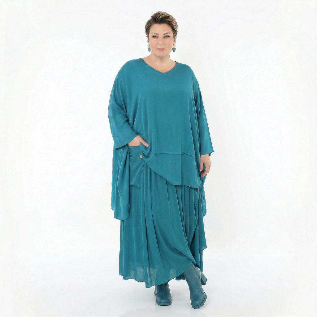 A-Form Rock von AKH Fashion aus Viskose, 1576.07186, Petrol, Ausgefallen, Zeitlos, Schick