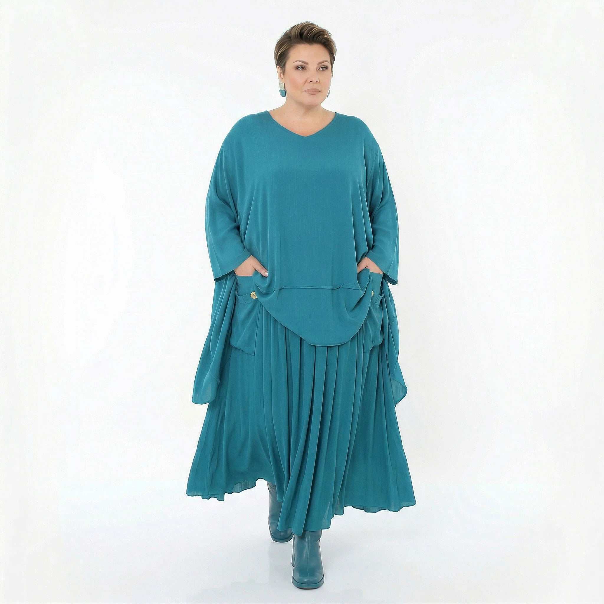 A-Form Rock von AKH Fashion aus Viskose, 1576.07186, Petrol, Ausgefallen, Zeitlos, Schick