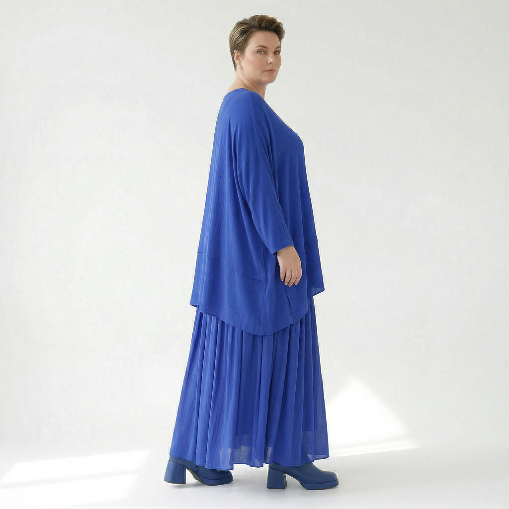 A-Form Rock von AKH Fashion aus Viskose, 1576.07186, Royalblau, Ausgefallen, Zeitlos