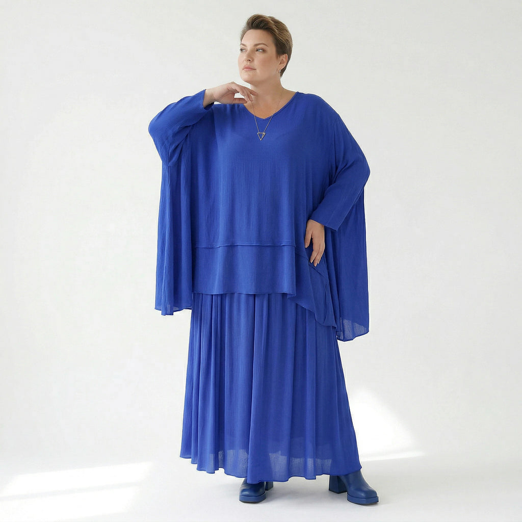 A-Form Rock von AKH Fashion aus Viskose, 1576.07186, Royalblau, Ausgefallen, Zeitlos