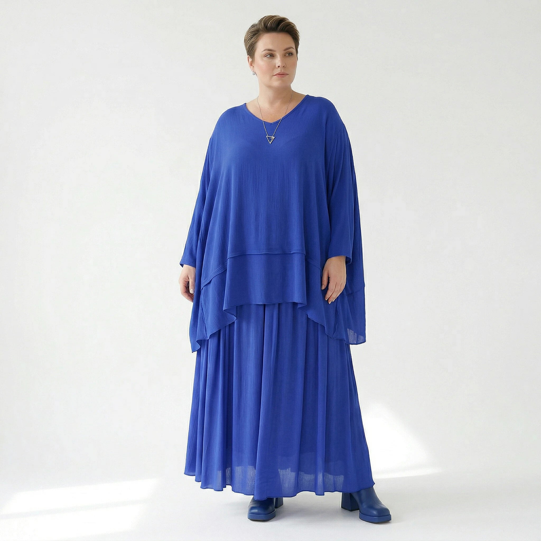 A-Form Rock von AKH Fashion aus Viskose, 1576.07186, Royalblau, Ausgefallen, Zeitlos