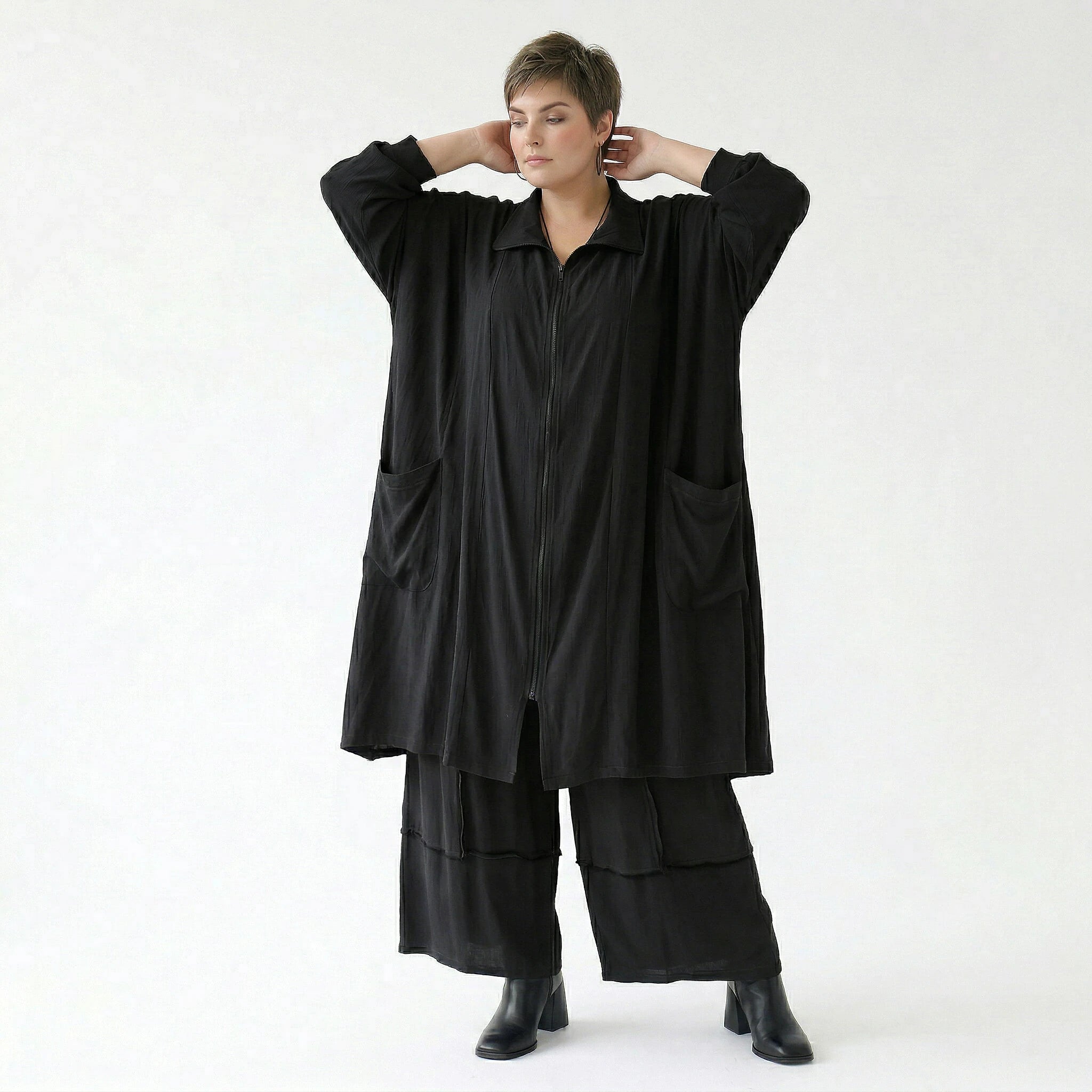 AKH Fashion Jacke in gerader Form, aus Viskose, 1576.07187, Schwarz, Ausgefallen, Zeitlos