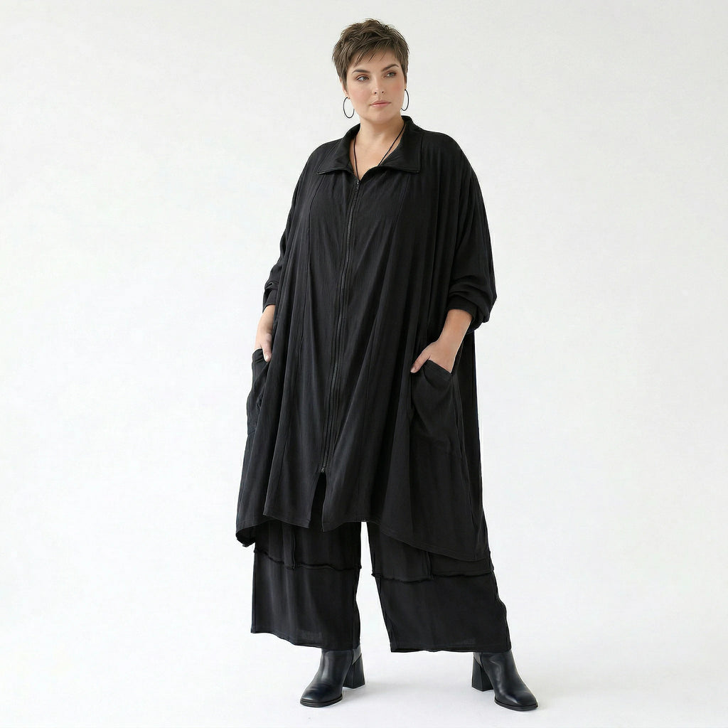 AKH Fashion Jacke in gerader Form, aus Viskose, 1576.07187, Schwarz, Ausgefallen, Zeitlos