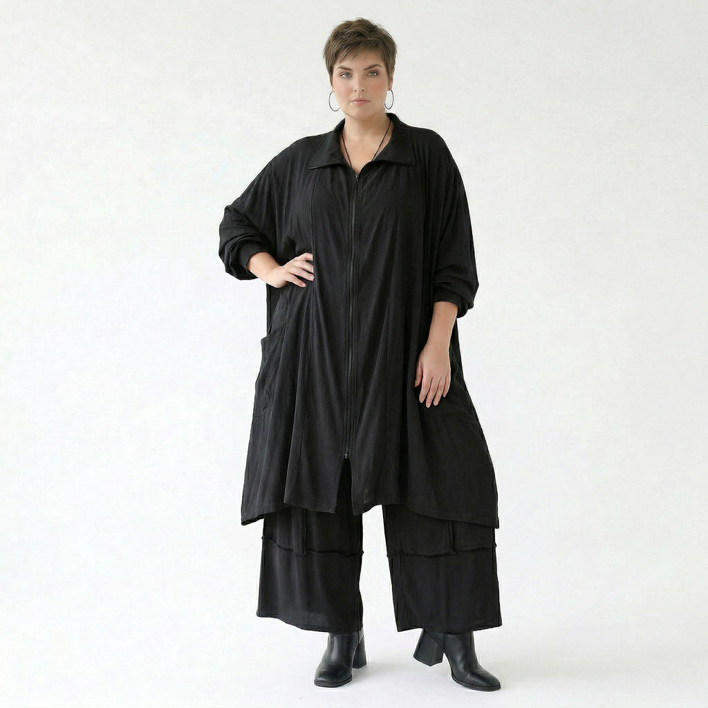 AKH Fashion Jacke in gerader Form, aus Viskose, 1576.07187, Schwarz, Ausgefallen, Zeitlos