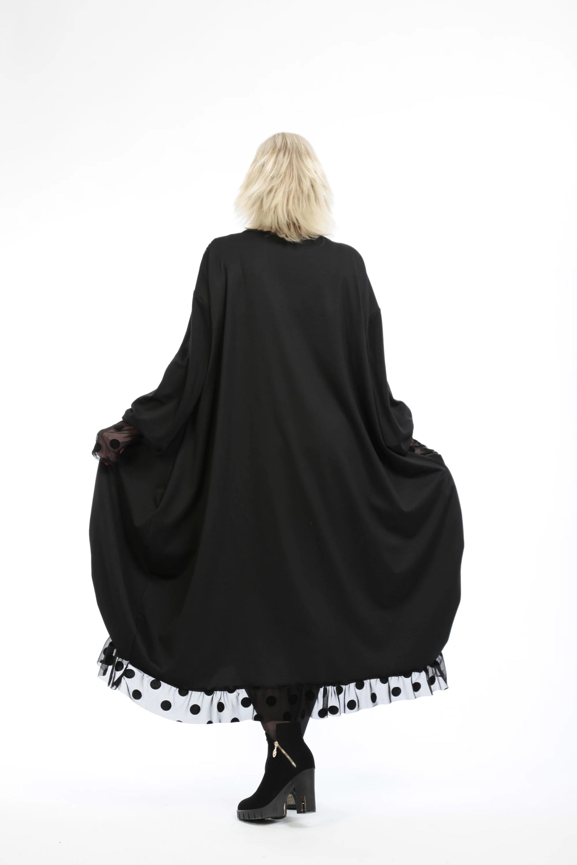  Ballonkleid von AKH Fashion aus Viskose, 1212.06859, Schwarz-Silber-Punkte, Ausgefallen