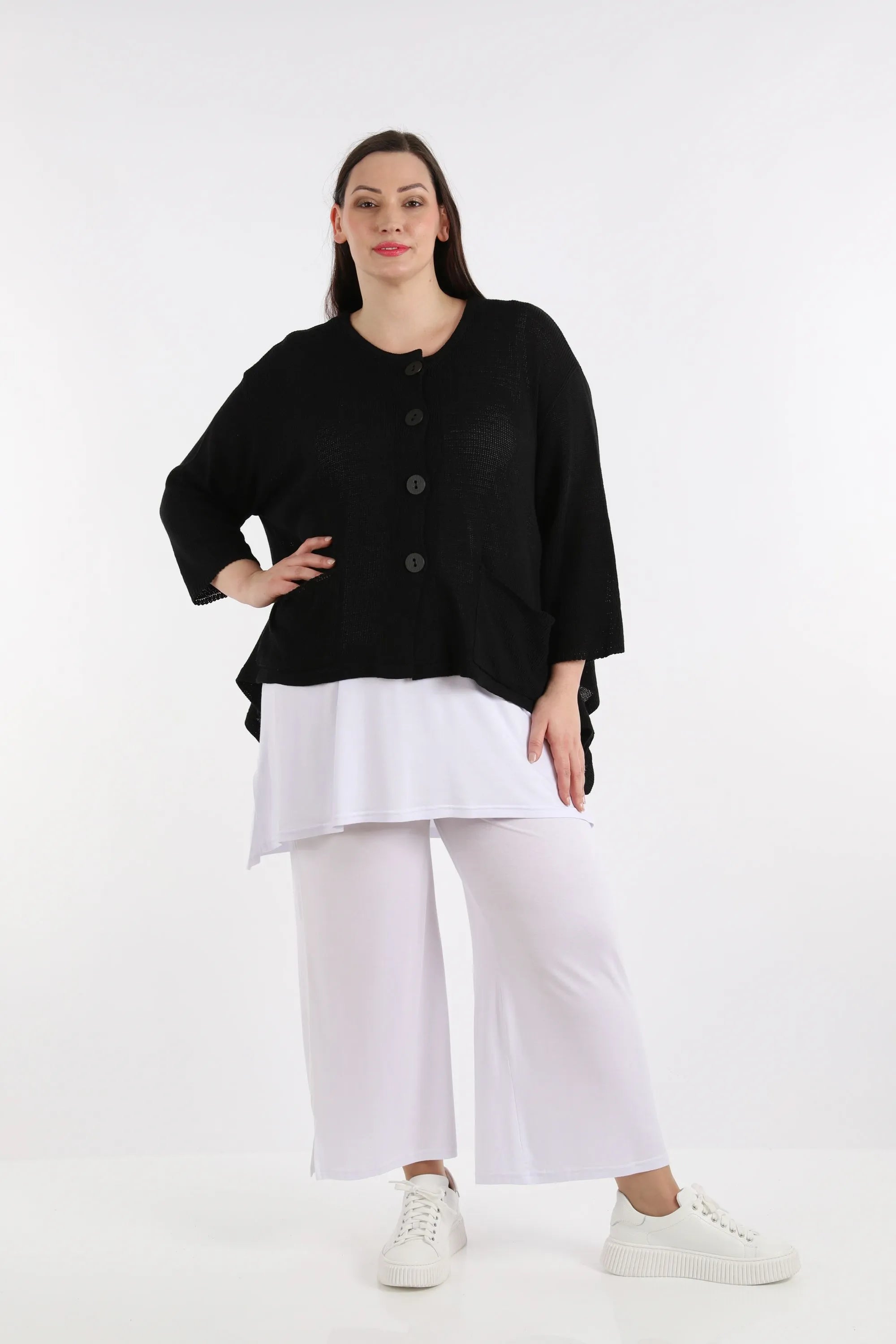  A-Form Jacke von AKH Fashion aus Baumwolle, 1110.00118, Schwarz, Schick, Modern, Bequem