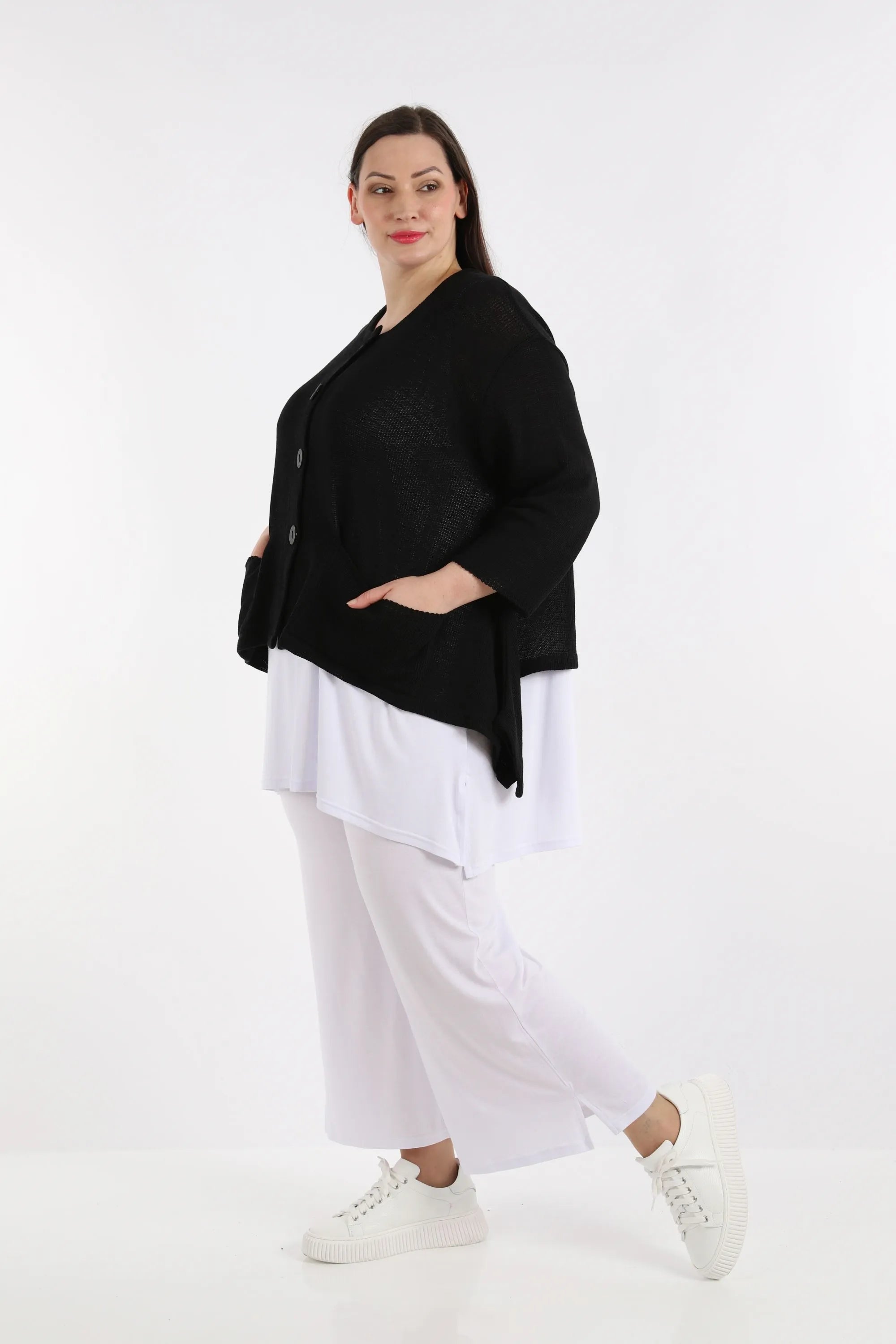  A-Form Jacke von AKH Fashion aus Baumwolle, 1110.00118, Schwarz, Schick, Modern, Bequem