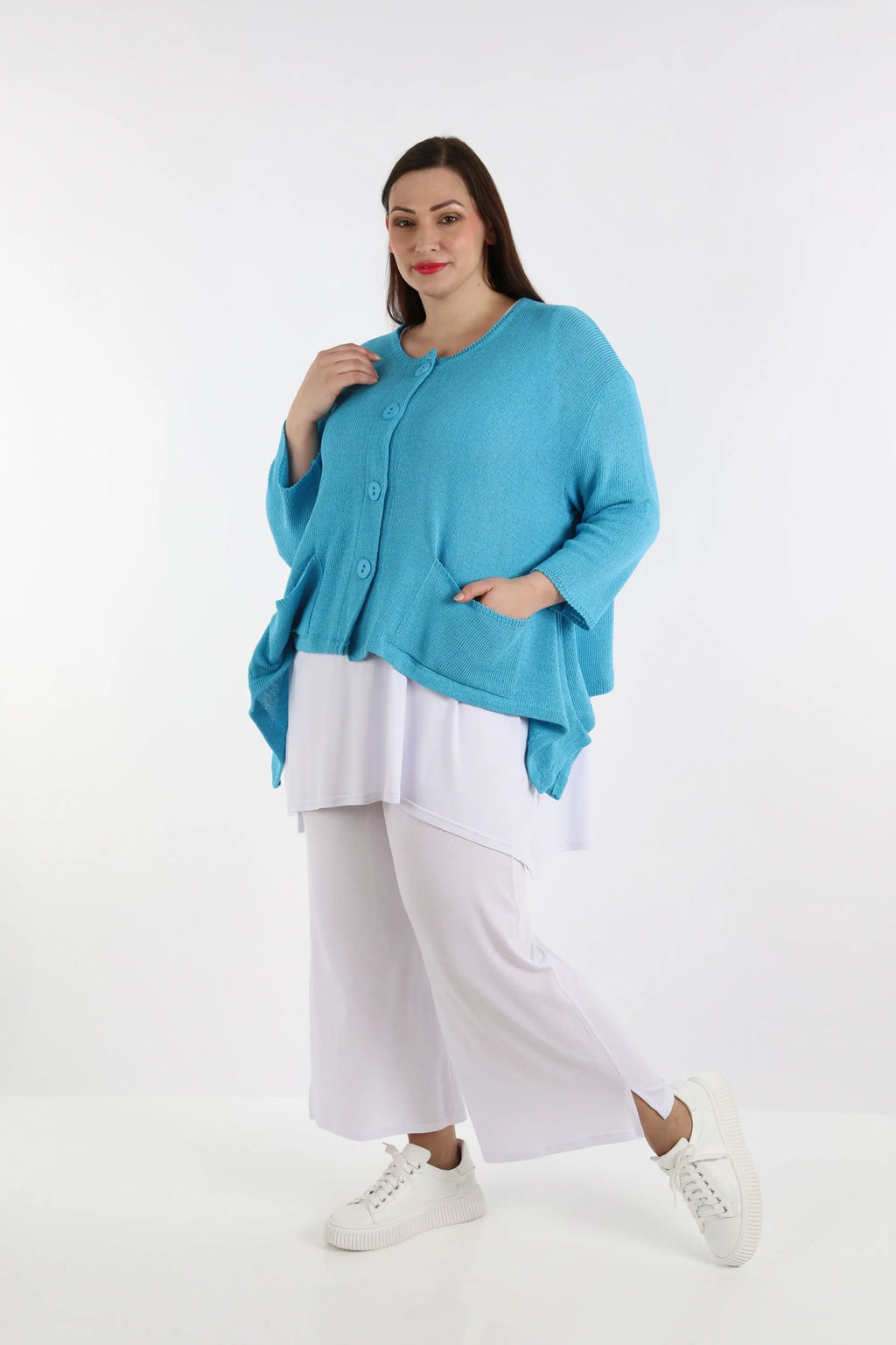  A-Form Jacke von AKH Fashion aus Baumwolle, 1110.00118, Türkisblau, Schick, Modern, Bequem