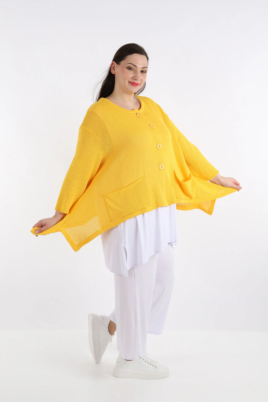  A-Form Jacke von AKH Fashion aus Baumwolle, 1110.00118, Gelb, Schick, Modern, Bequem