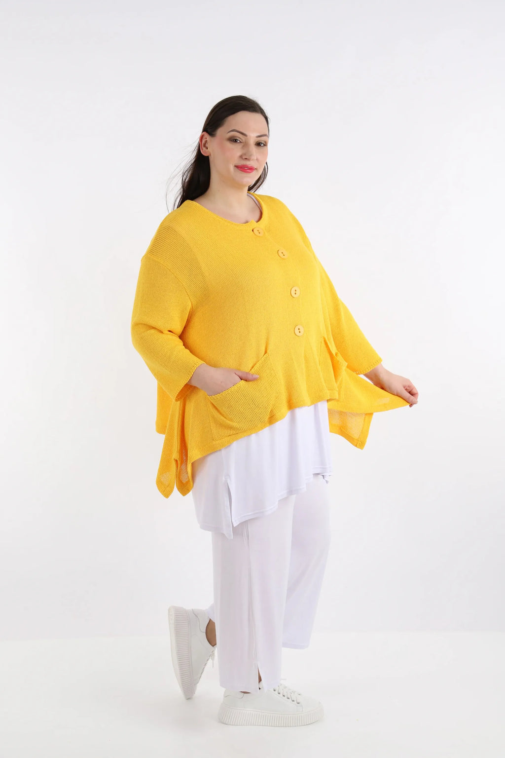  A-Form Jacke von AKH Fashion aus Baumwolle, 1110.00118, Gelb, Schick, Modern, Bequem