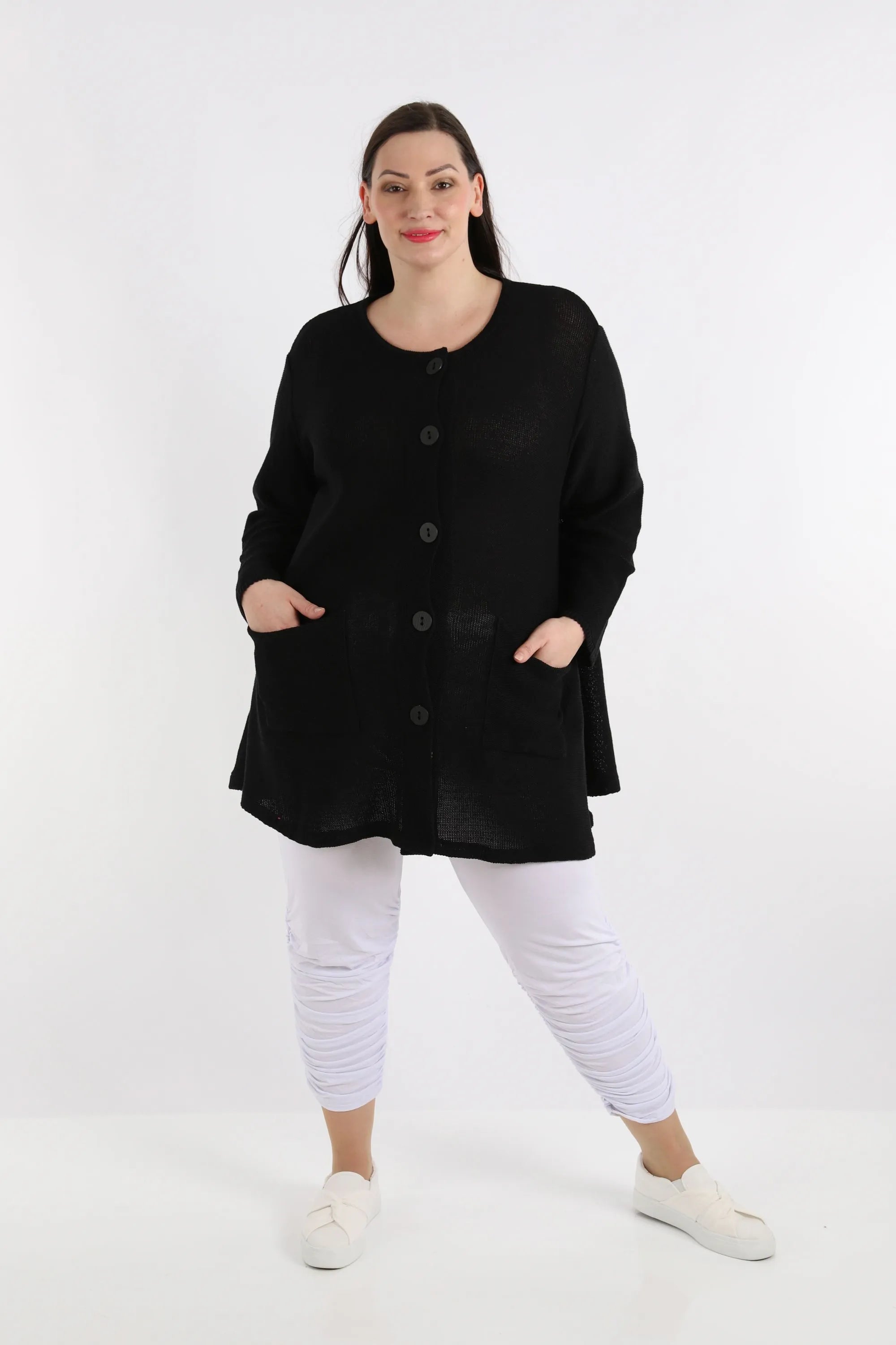  A-Form Jacke von AKH Fashion aus Baumwolle, 1110.01382, Schwarz, Schick, Modern, Bequem