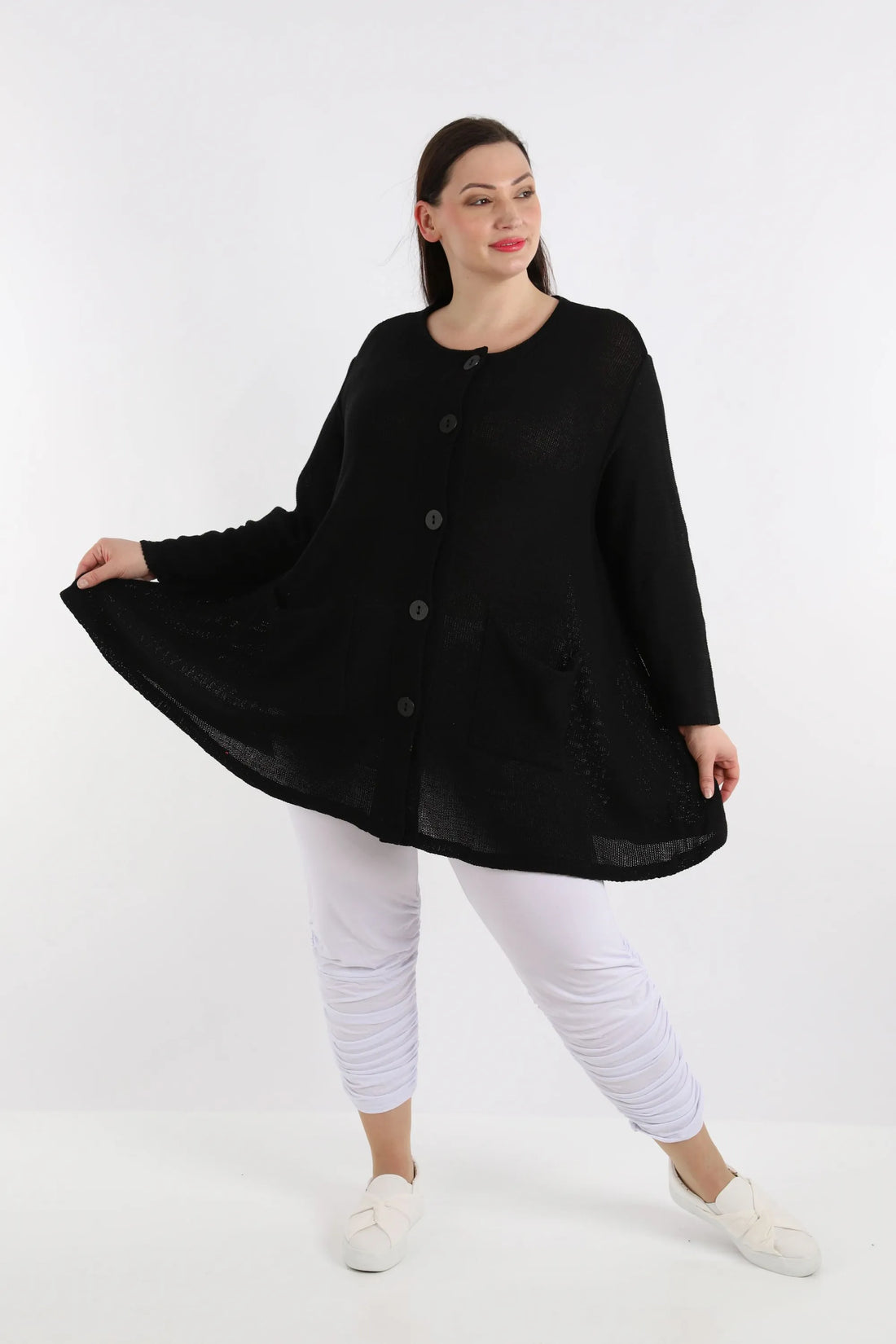 A-Form Jacke von AKH Fashion aus Baumwolle, 1110.01382, Schwarz, Unifarben, Ausgefallen