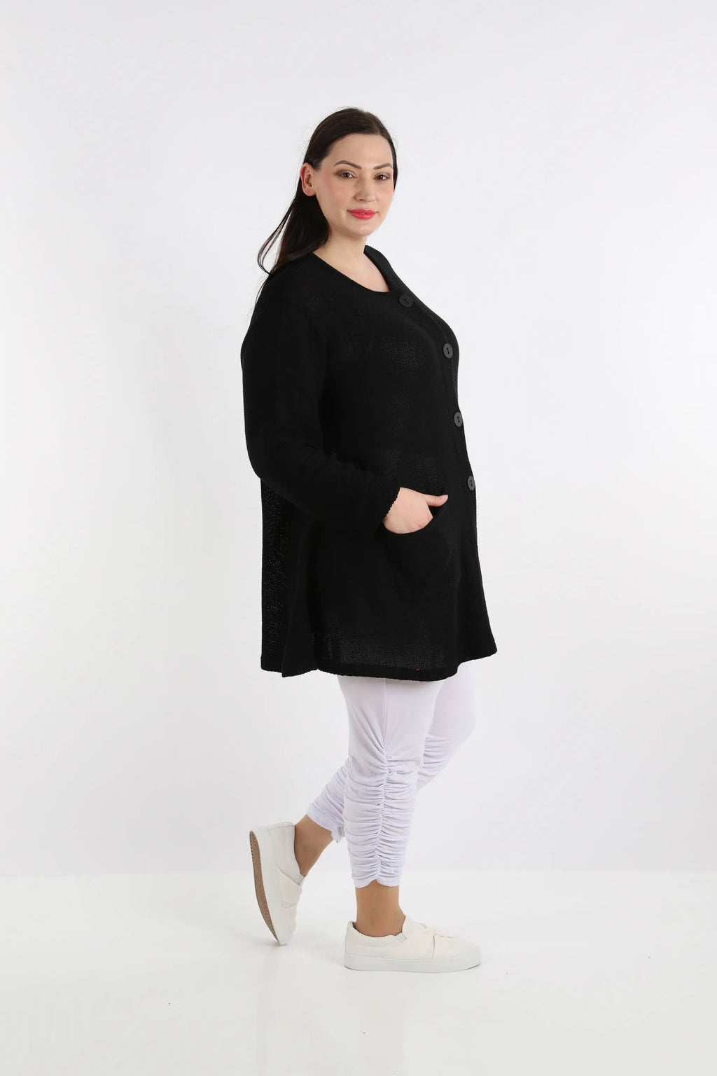  A-Form Jacke von AKH Fashion aus Baumwolle, 1110.01382, Schwarz, Schick, Modern, Bequem