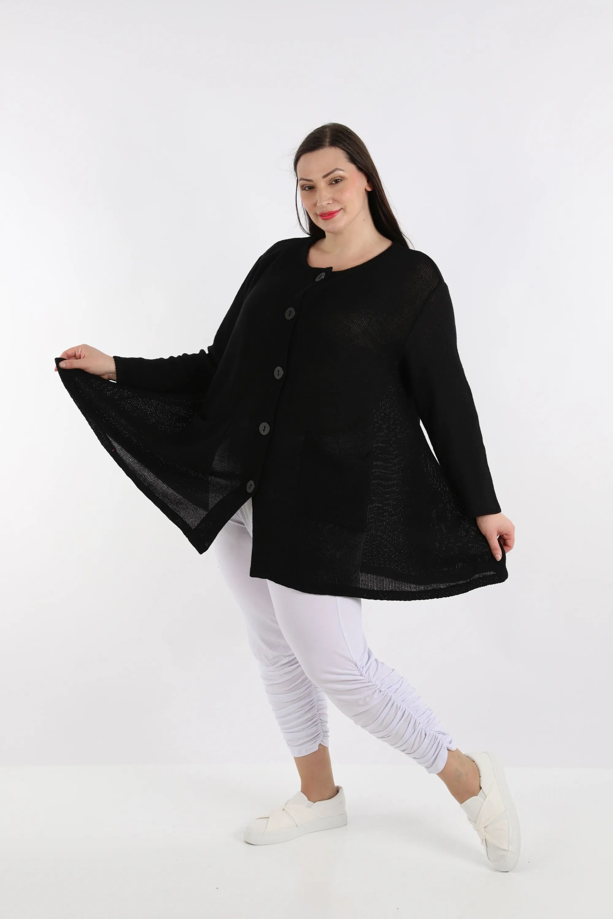  A-Form Jacke von AKH Fashion aus Baumwolle, 1110.01382, Schwarz, Schick, Modern, Bequem