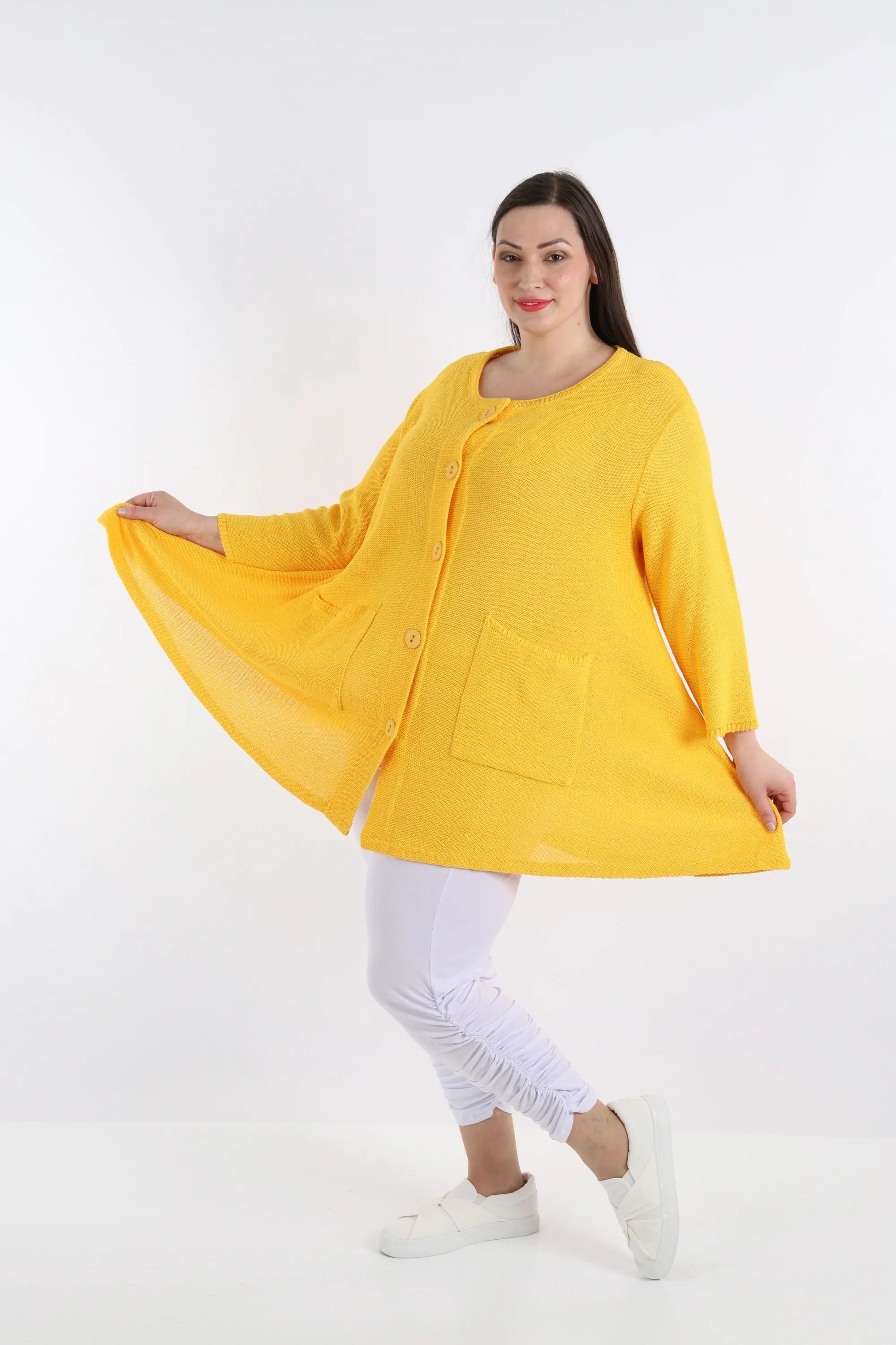  A-Form Jacke von AKH Fashion aus Baumwolle, 1110.01382, Gelb, Schick, Modern, Bequem