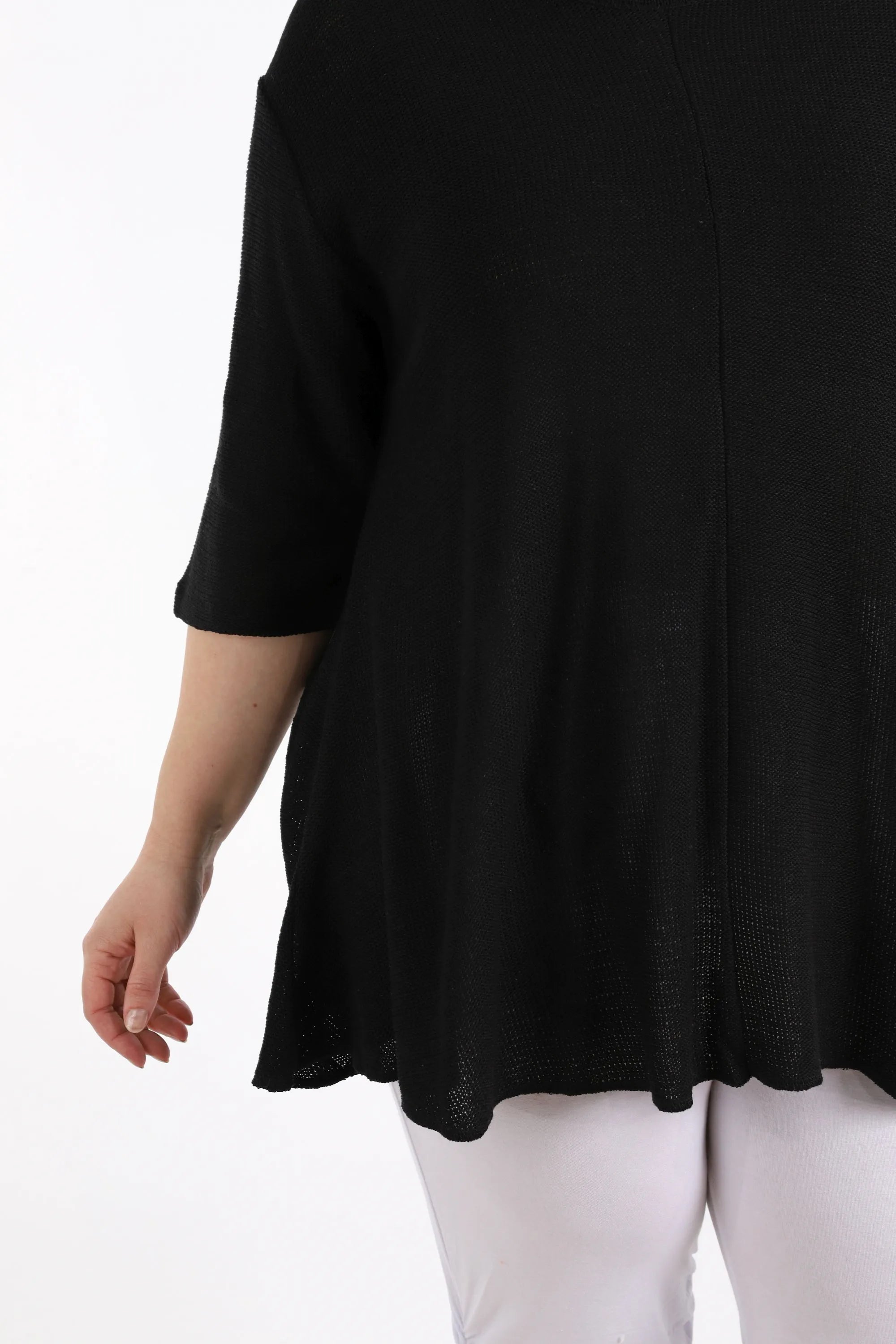  AKH Fashion Shirt in Glocken-Form, aus Baumwolle, 1110.01892, Schwarz, Schick, Modern