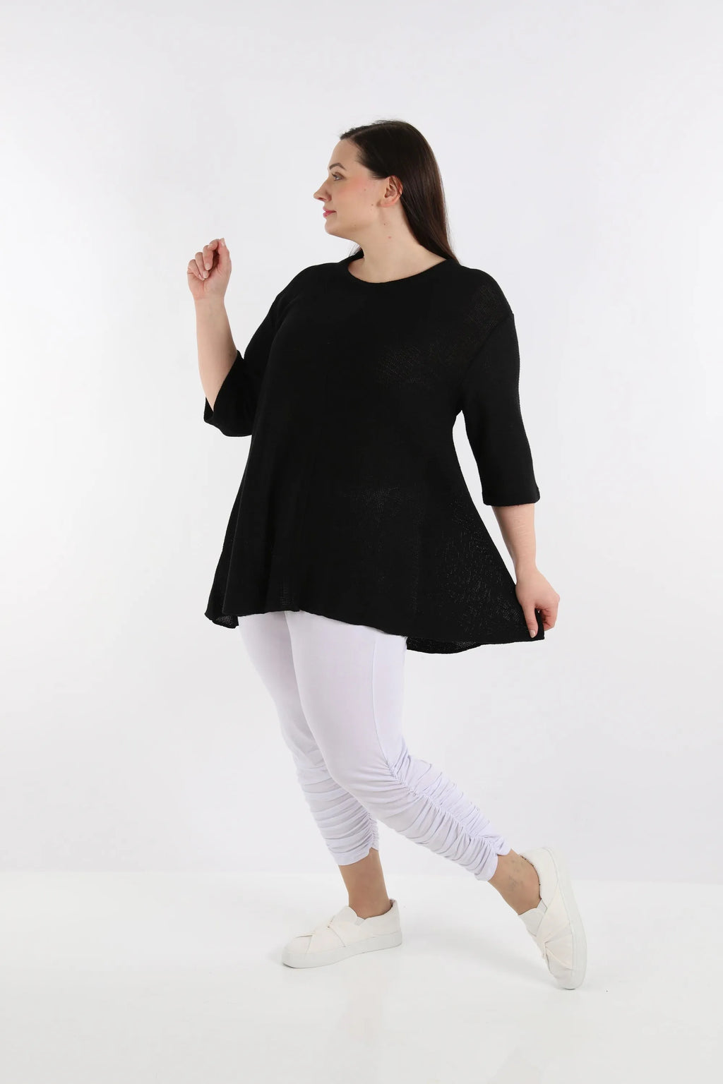  AKH Fashion Shirt in Glocken-Form, aus Baumwolle, 1110.01892, Schwarz, Schick, Modern