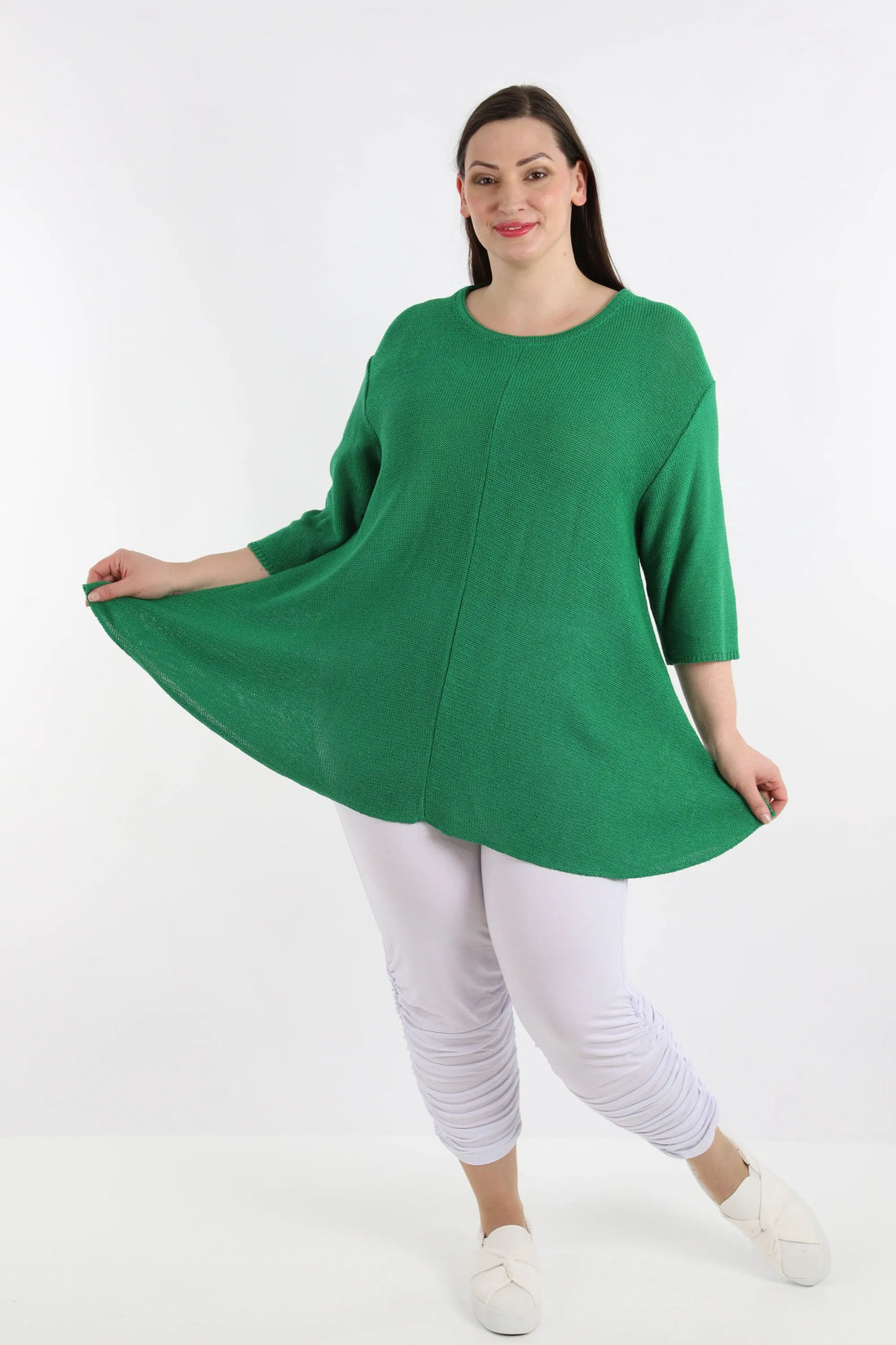 Shirt von AKH Fashion aus Baumwolle in Glocken-Form, 1110.01892, Smaragardgrün, Schick