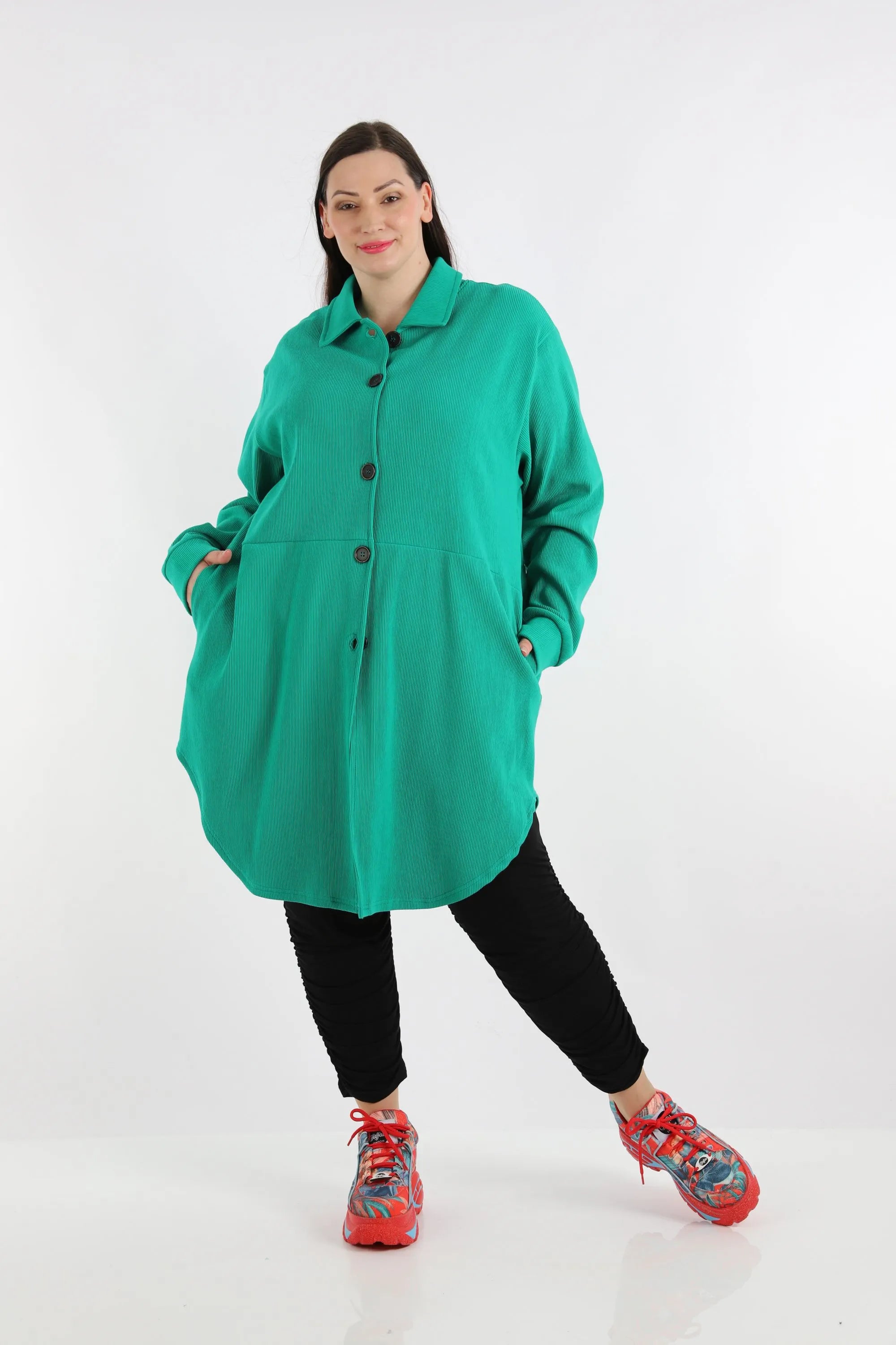  AKH Fashion Bluse in gerundeter Form, aus Baumwolle, 1252.06881, Grün, Schick, Modern