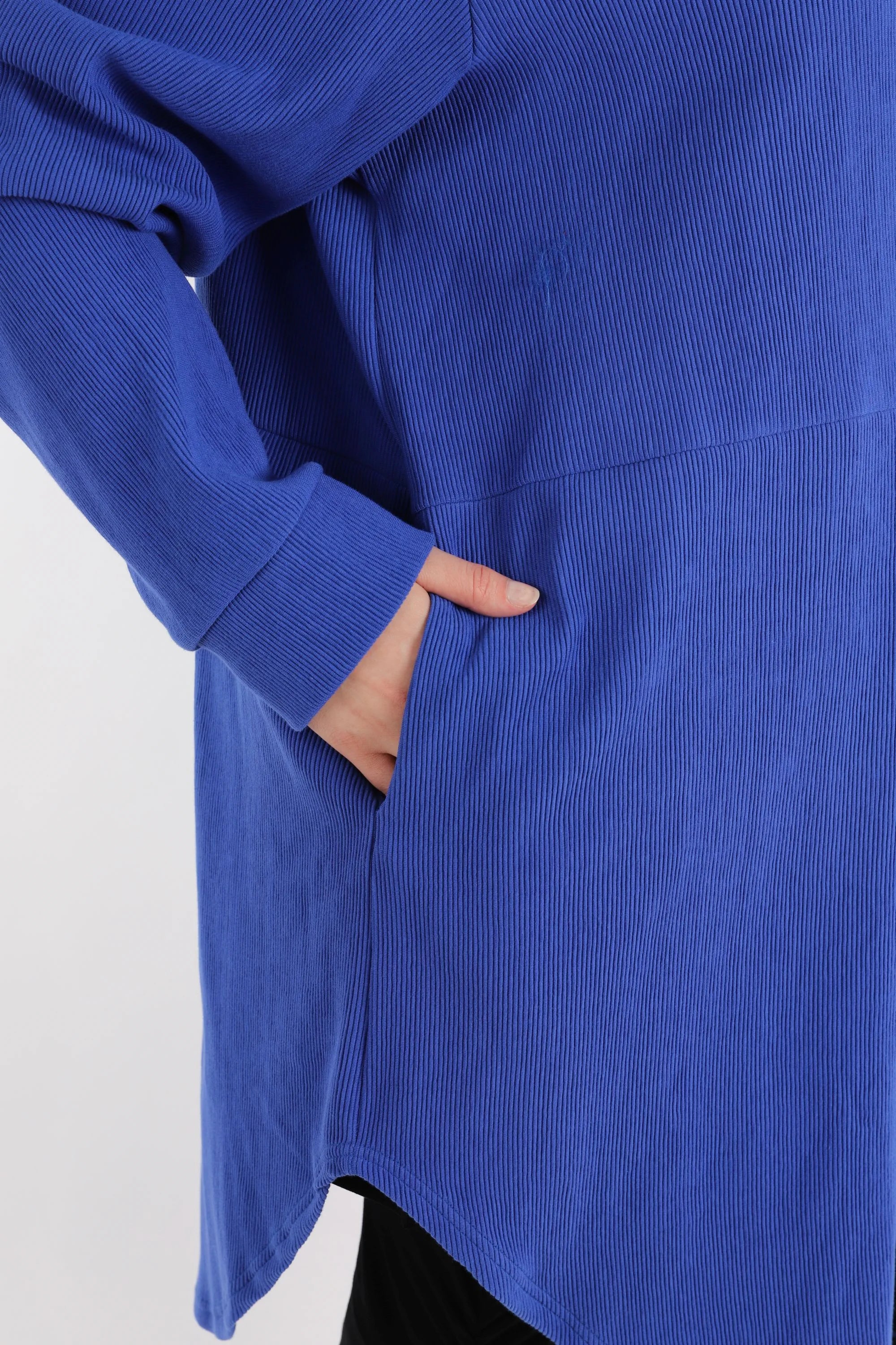  AKH Fashion Bluse in gerundeter Form, aus Baumwolle, 1252.06881, Blau, Schick, Modern