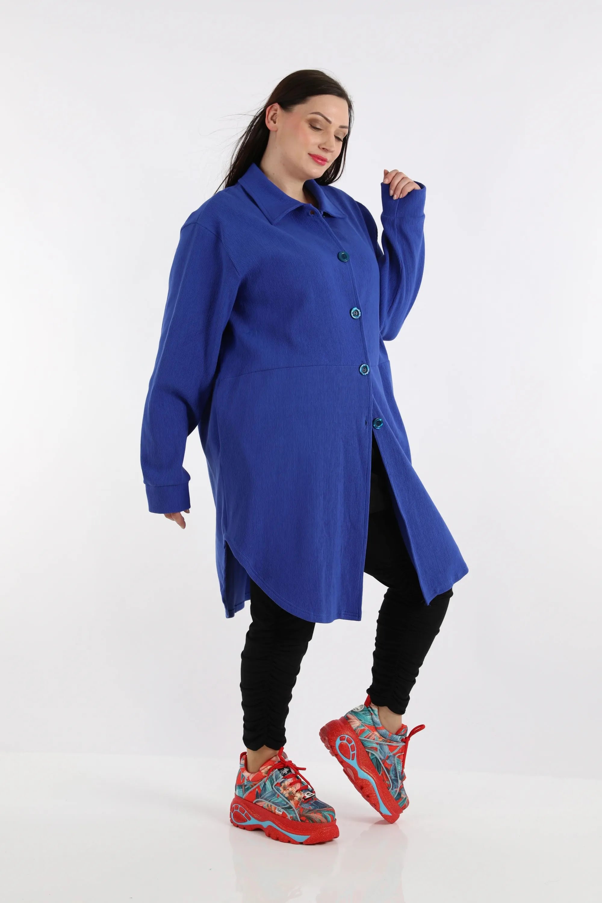  AKH Fashion Bluse in gerundeter Form, aus Baumwolle, 1252.06881, Blau, Schick, Modern