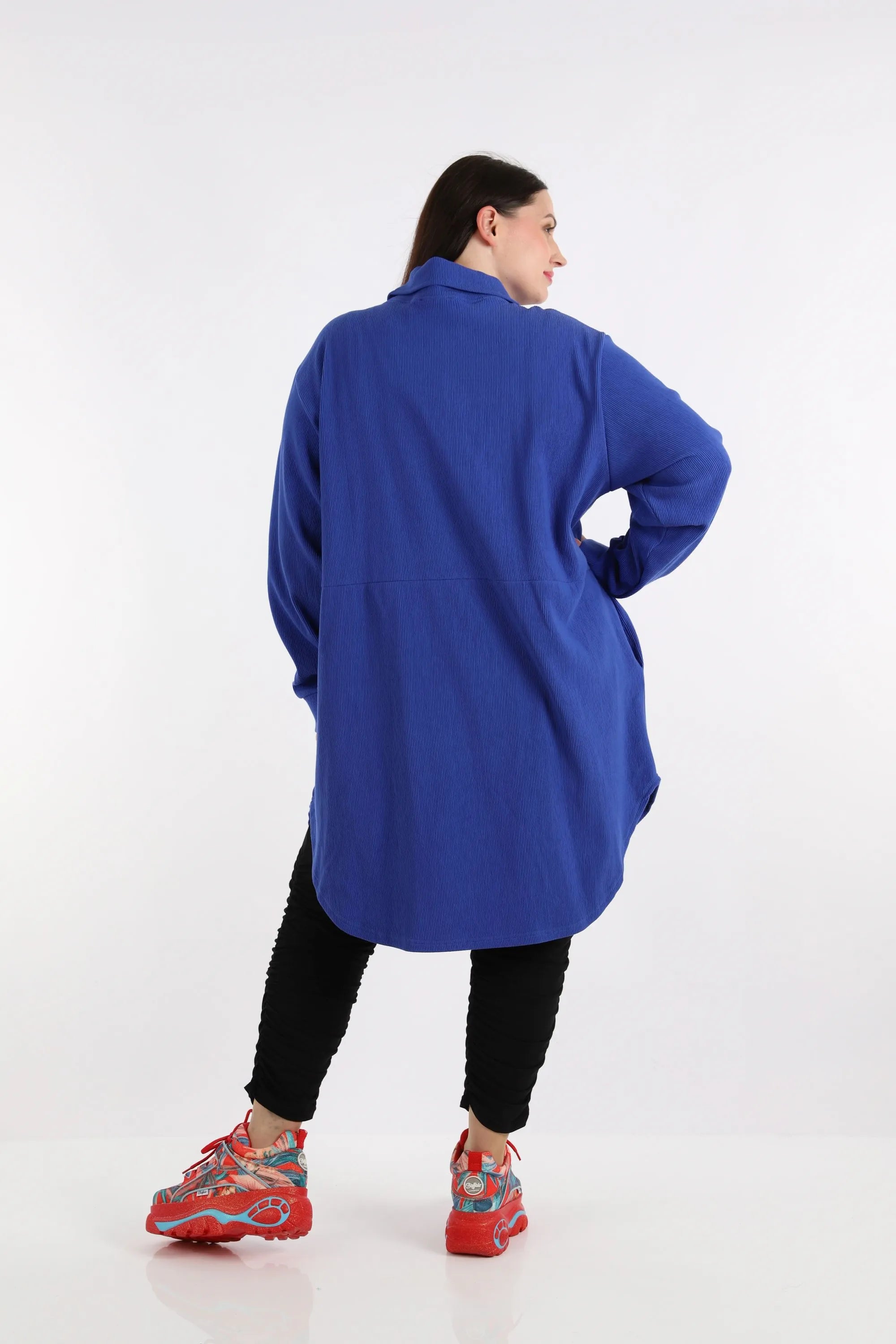  AKH Fashion Bluse in gerundeter Form, aus Baumwolle, 1252.06881, Blau, Schick, Modern